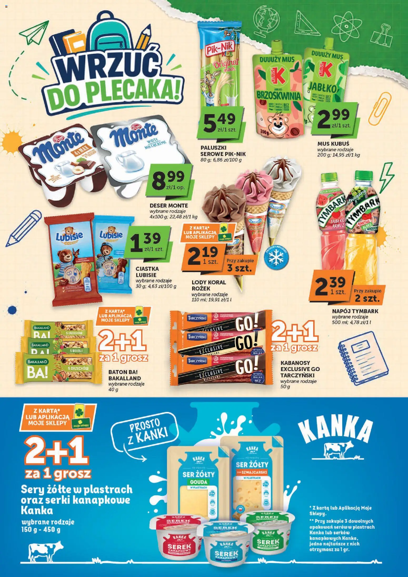 Groszek gazetka - Market od 27.08.2026 | Strona: 2 | Produkty: Tymbark, Kabanosy, Sery, Lody