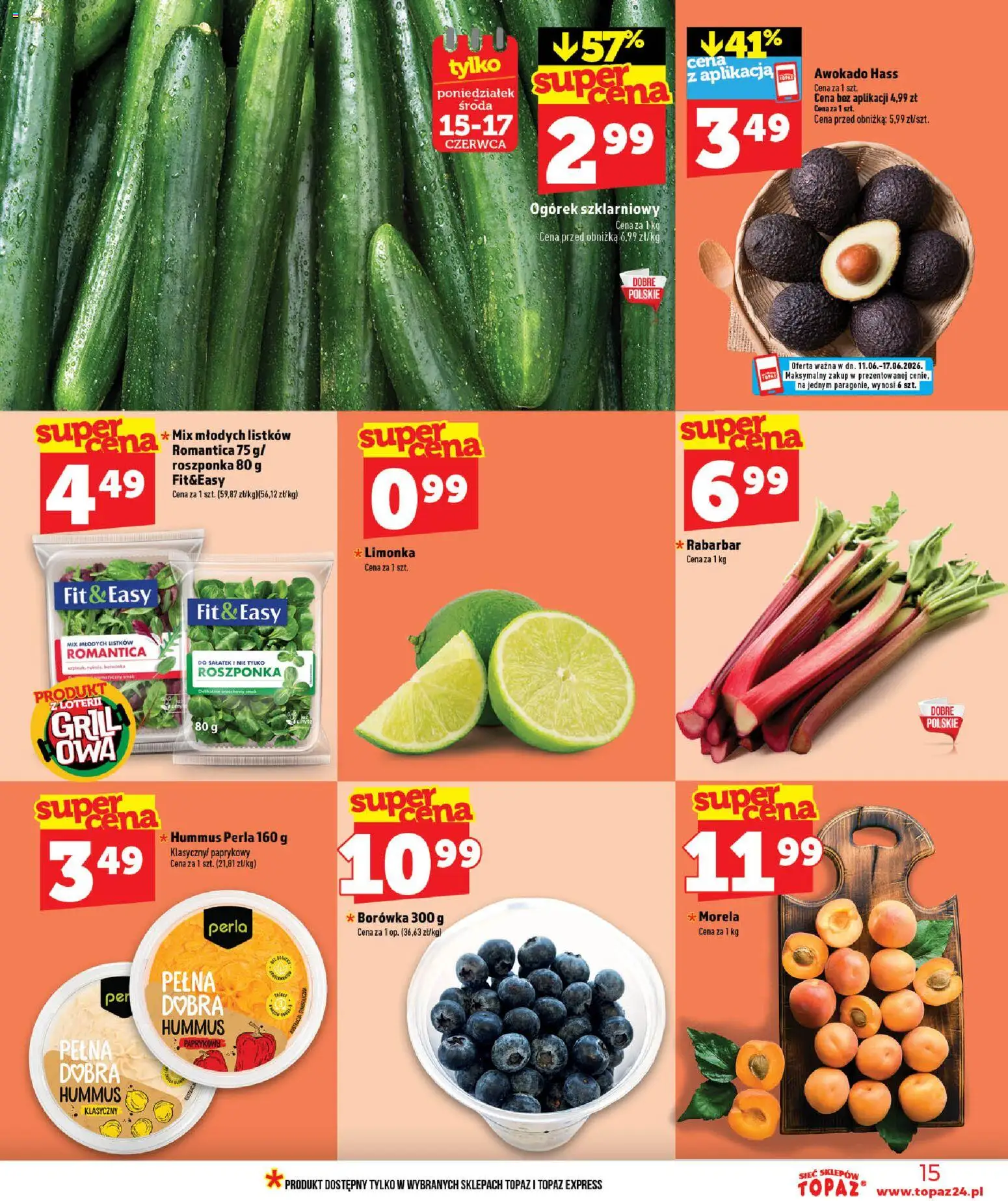 Topaz gazetka od 11.06.2026 | Strona: 15 | Produkty: Hummus klasyczny, Roszponka, Hummus, Awokado