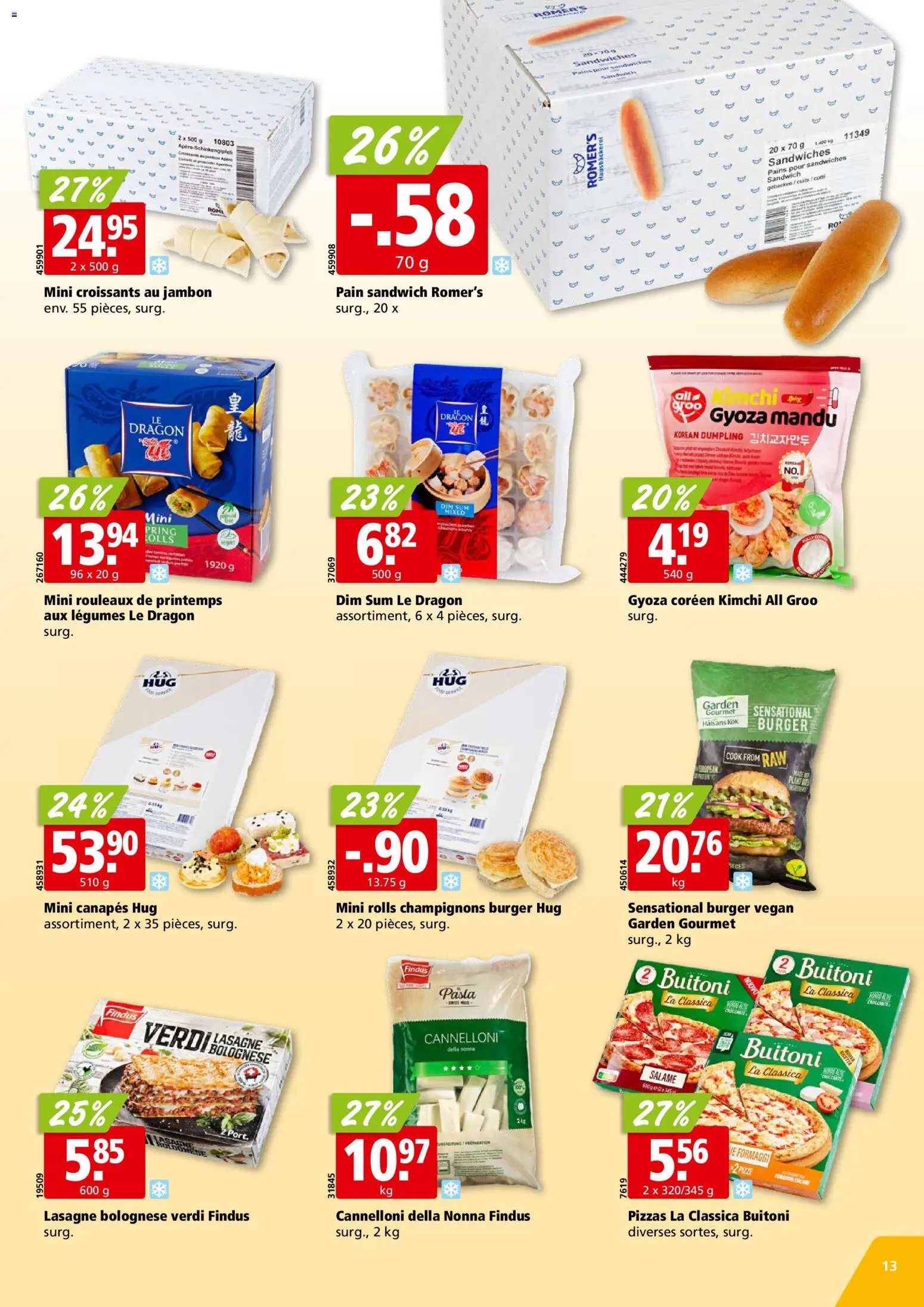 Aligro aktionen Chavannes, Matran, Genève, Sion – gültig ab 13.07.2026 | Seite: 13 | Produkte: Burger, Champignons, Pasta, Harddisk
