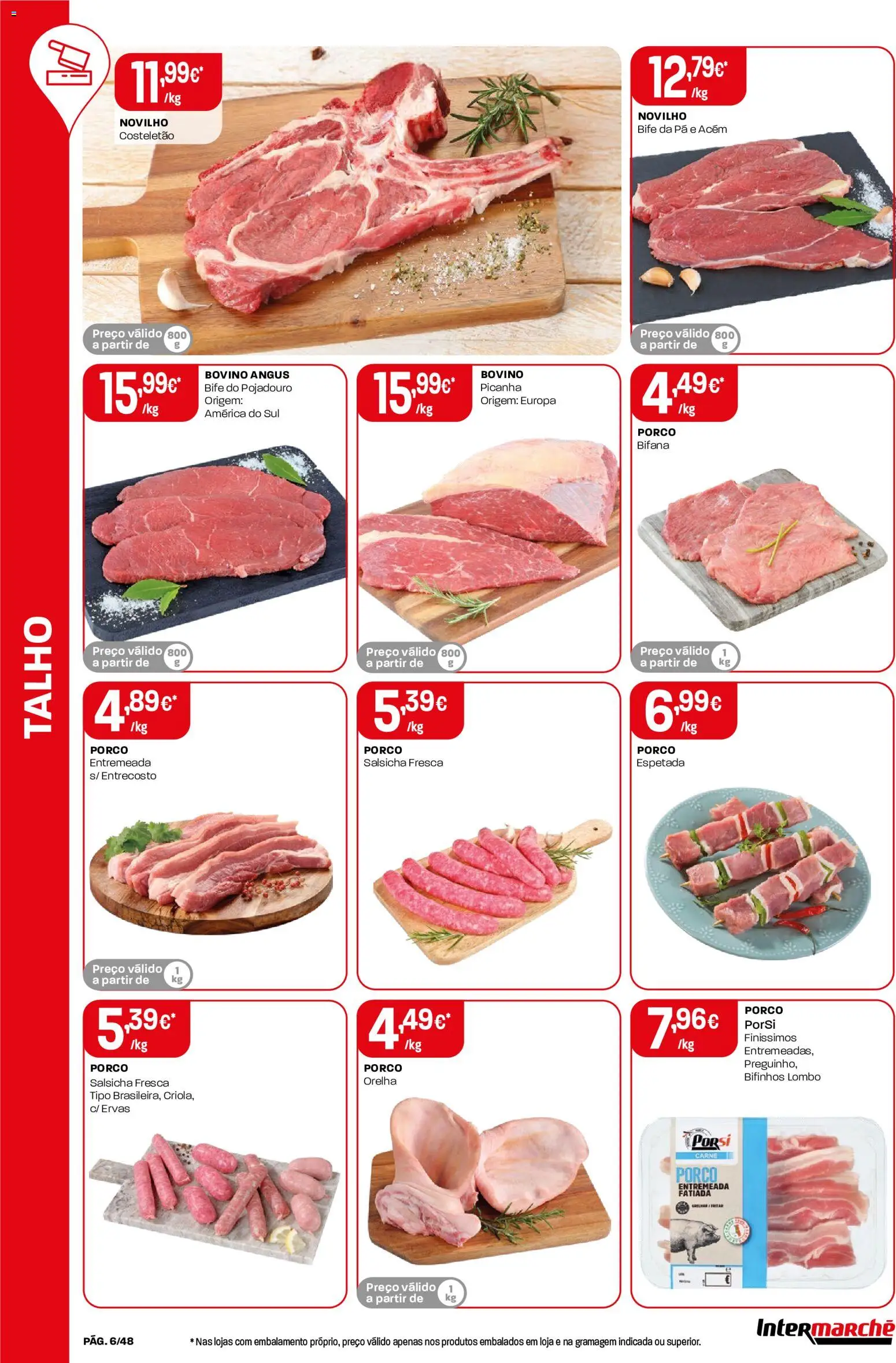 Intermarché folheto │ válido de 11.06.2026 | Página: 6 | Produtos: Salsicha, Lombo, Carne, Pá