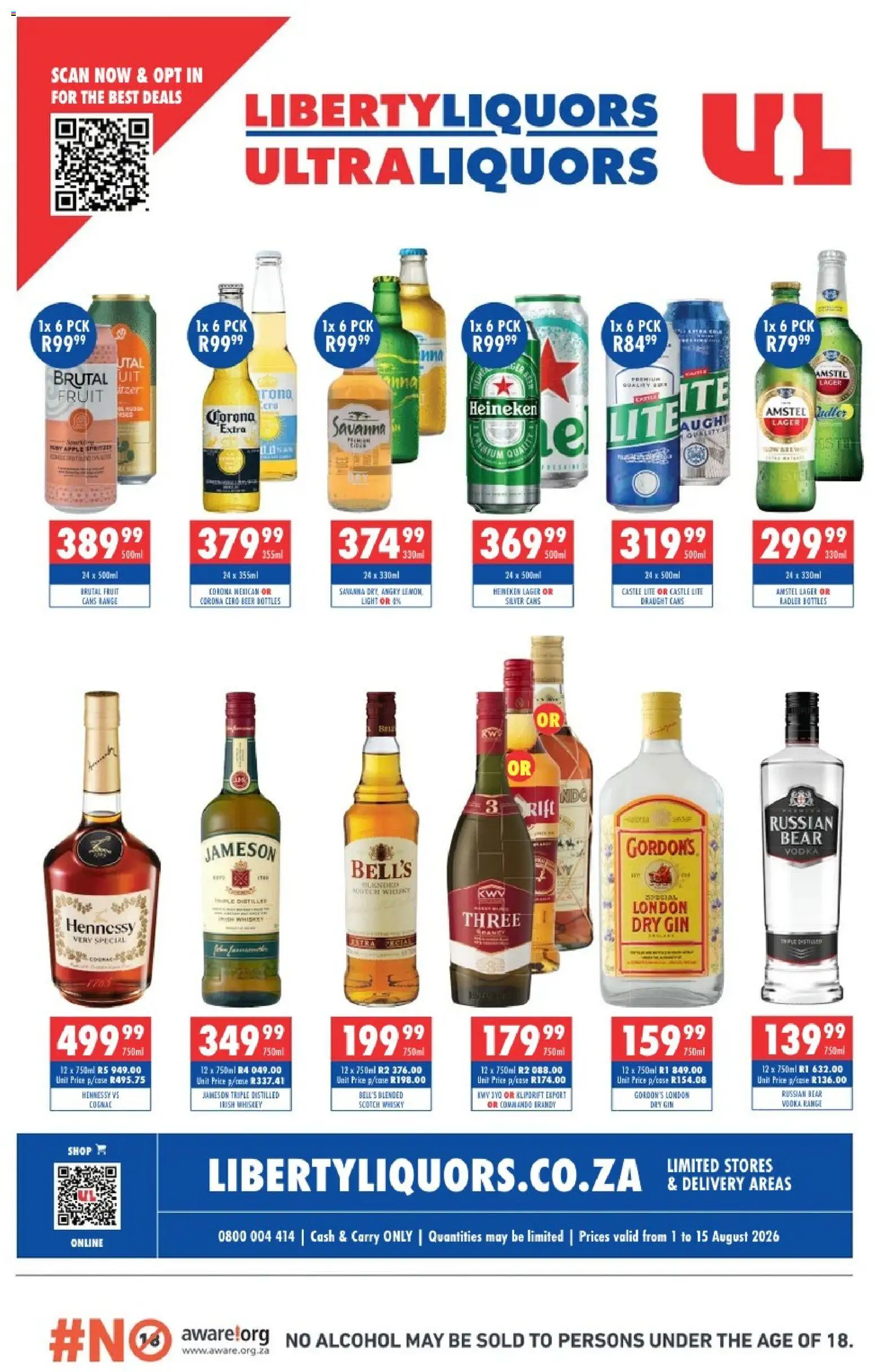 New Ultra Liquors catalogue – valid from 01/08/2026 | Page: 1 | Products: Beer, Gin, Whiskey, Fruit