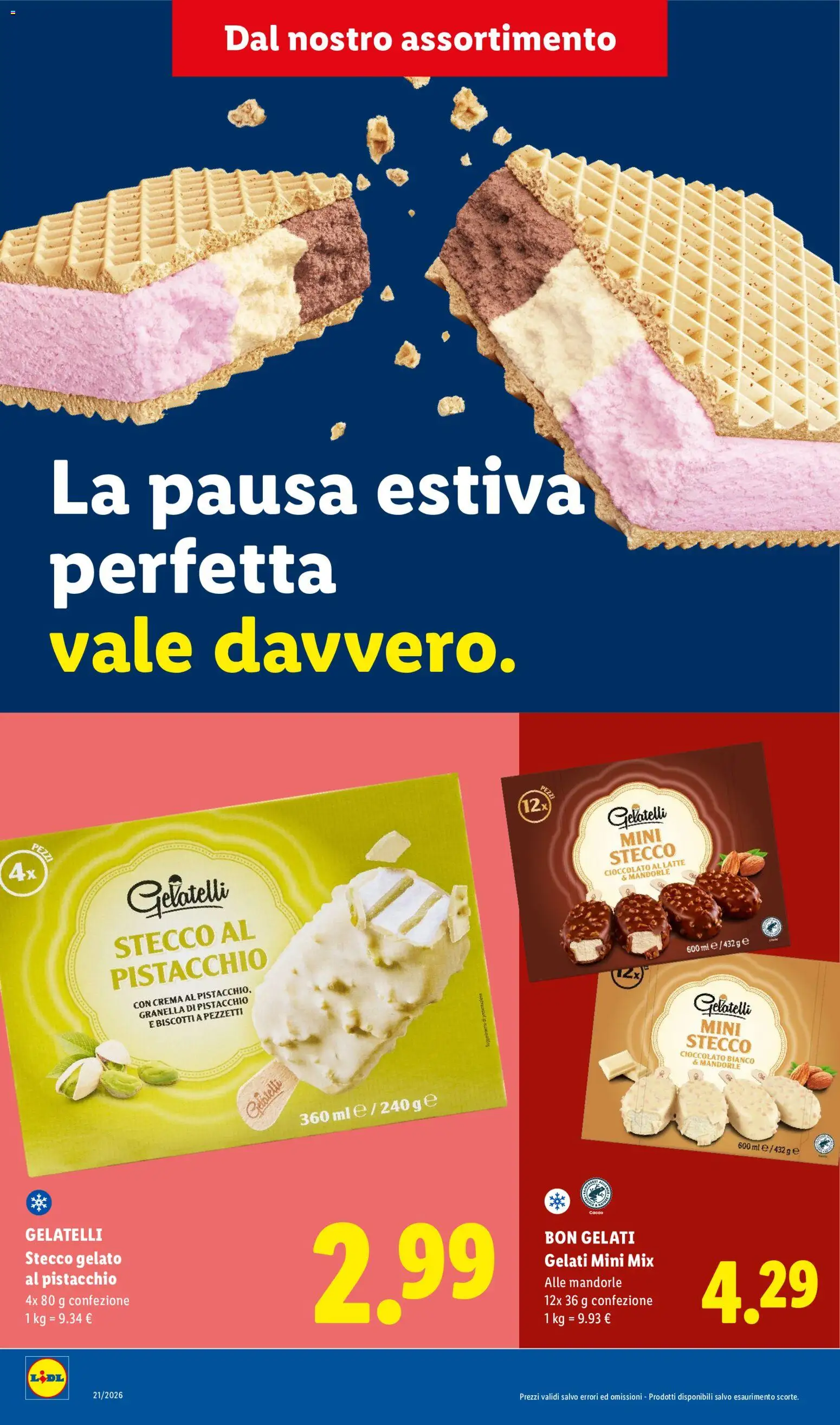 Volantino Lidl del 03/08/2026 | Pagina: 2 | Prodotti: Cioccolato, Biscotti, Gelato, Mandorle