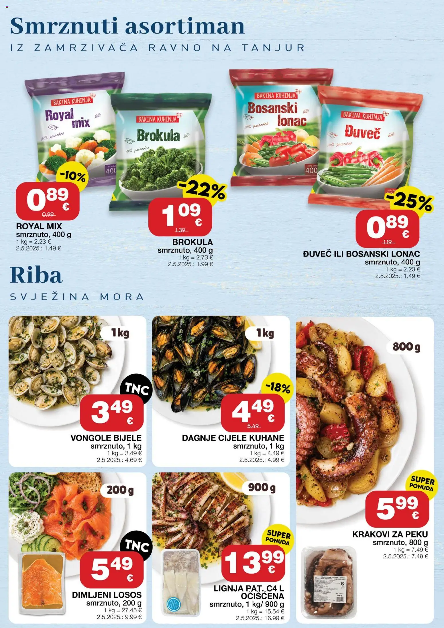 Stanić Diskont katalog | vrijedi od 25.06.2026 | Stranica: 7 | Proizvodi: Dimljeni losos, Brokula, Kuhinja, Dagnje