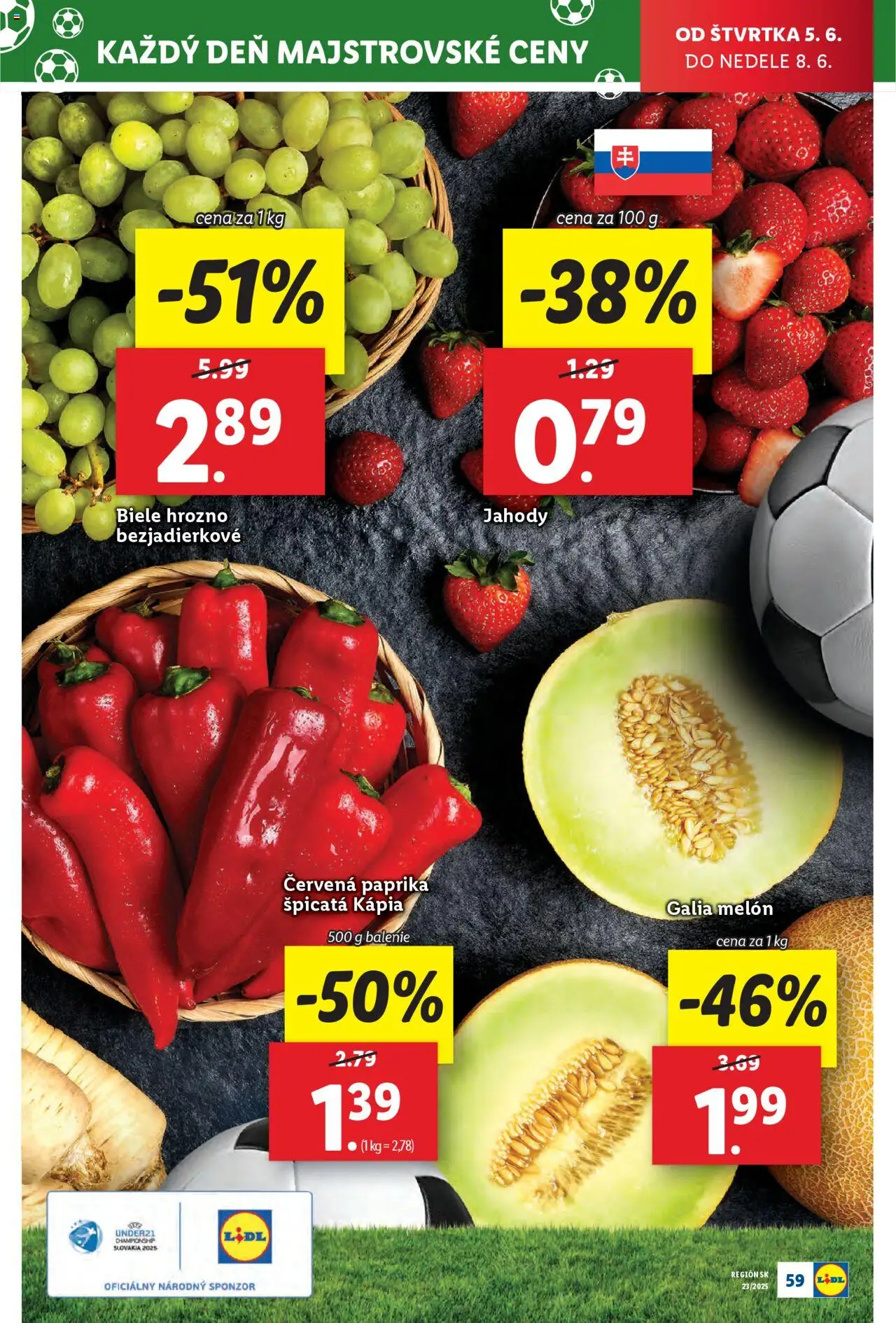 Nové Lidl akcie – leták je platný od 02.06.2025 | Strana: 77 | Produkty: Jahody, Červená paprika, Melón, Hrozno