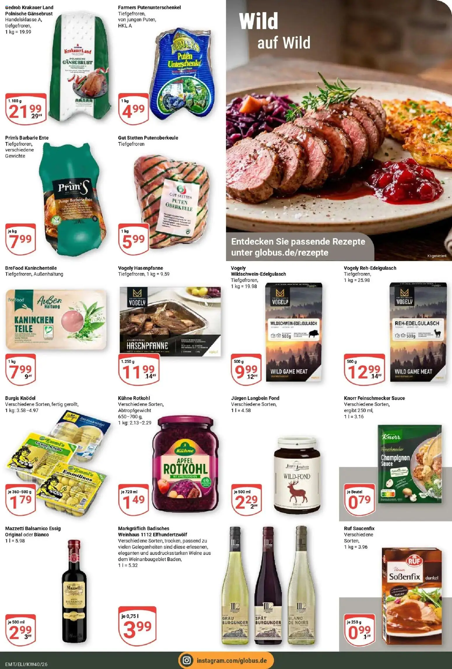 Globus Prospekt Mittelhausen (ab 28.09.2026) » Angebote online | Seite: 13 | Produkte: Essig, Kaninchen, Knorr, Ente
