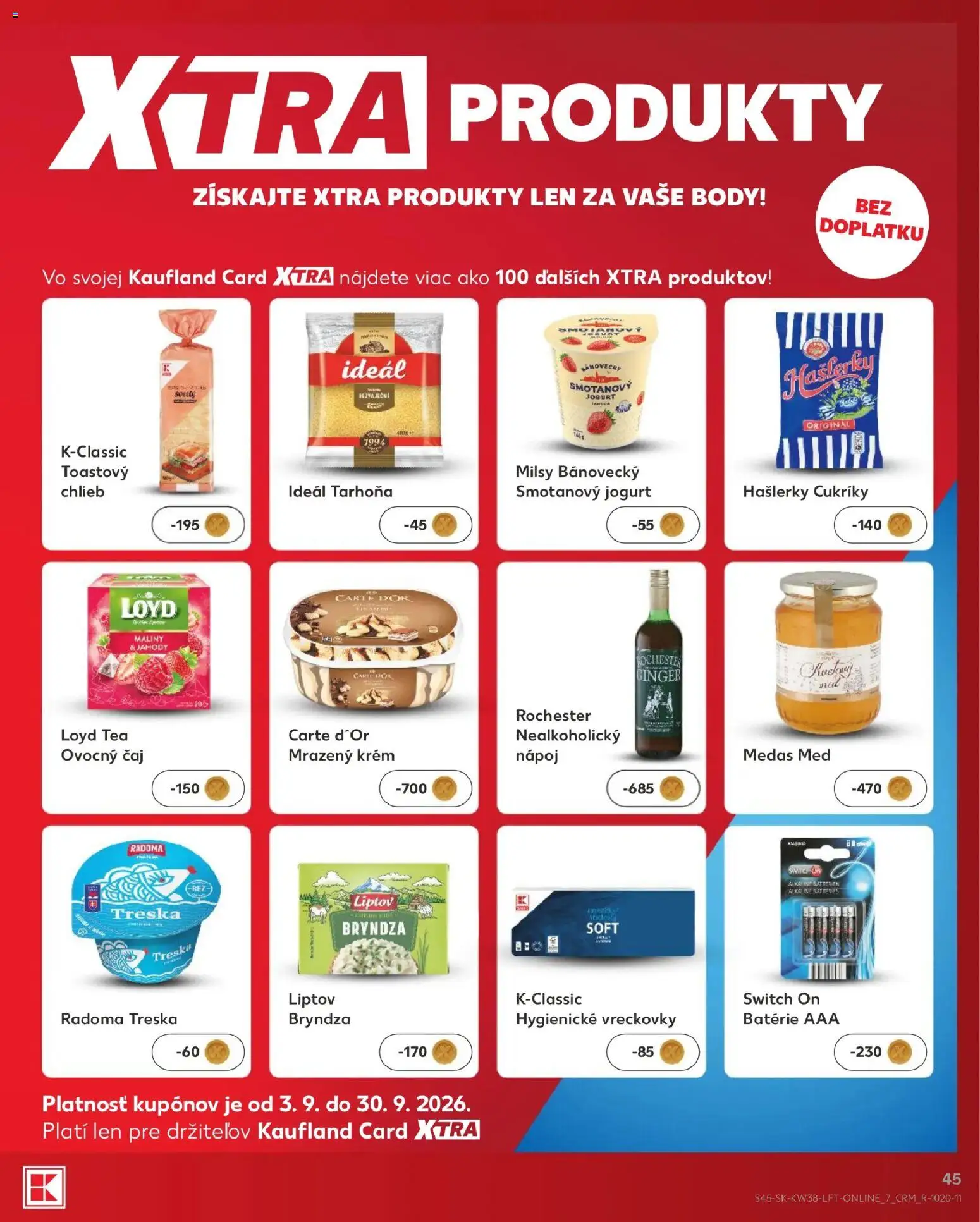 Nové Kaufland akcie – leták je platný od 17.09.2026 | Strana: 45 | Produkty: Čaj, Bryndza, Vreckovky, Ovocný čaj