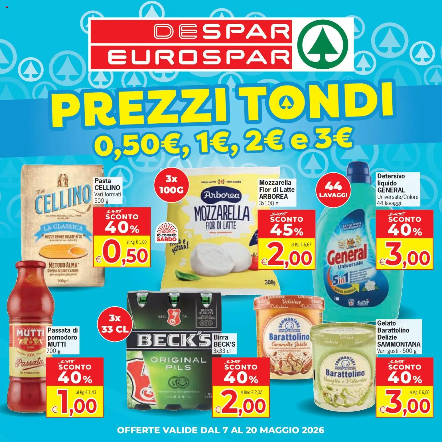 Volantino Despar del 07.05.2026 | Pagina: 1 | Prodotti: Caramelle, Pomodoro, Pasta, Penne