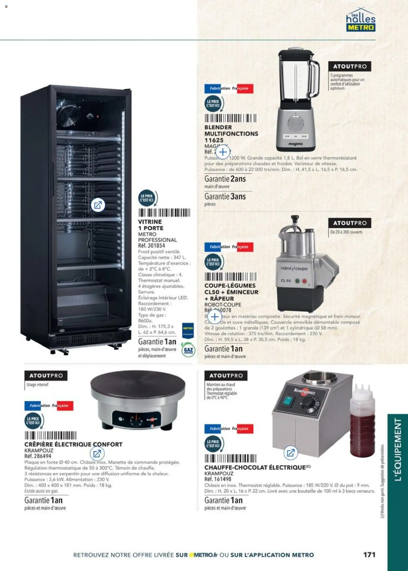 {H1} | Page: 171 | Produits: Vitrine, Poids, Crêpière, Livre
