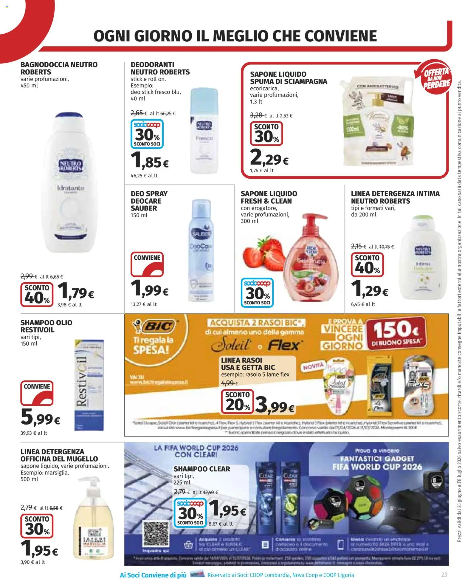 Volantino COOP del 25/06/2026 | Pagina: 23 | Prodotti: Shampoo, Rasoio, Olio, Data