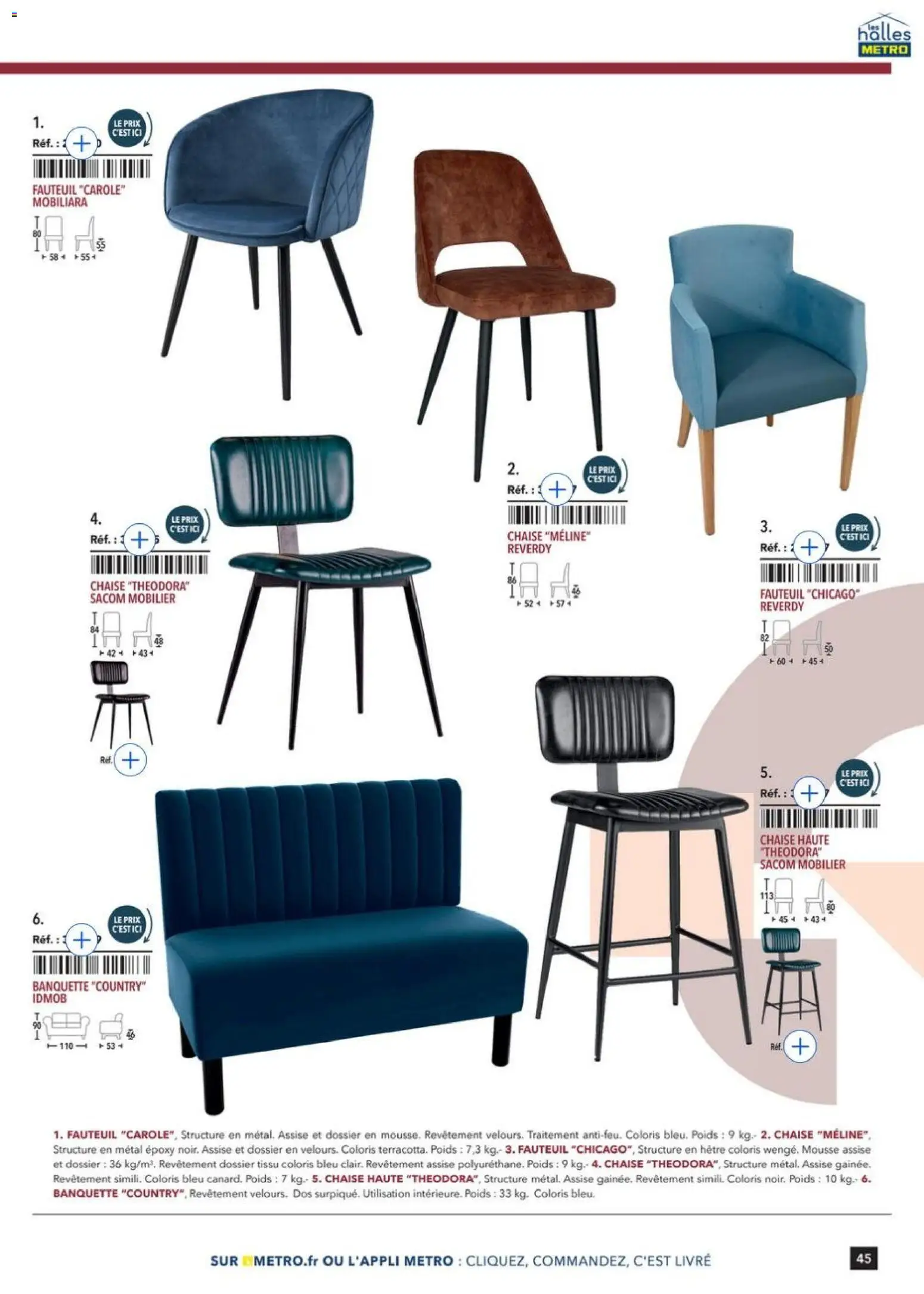 {H1} | Page: 45 | Produits: Poids, Mousse, Fauteuil, Chaise