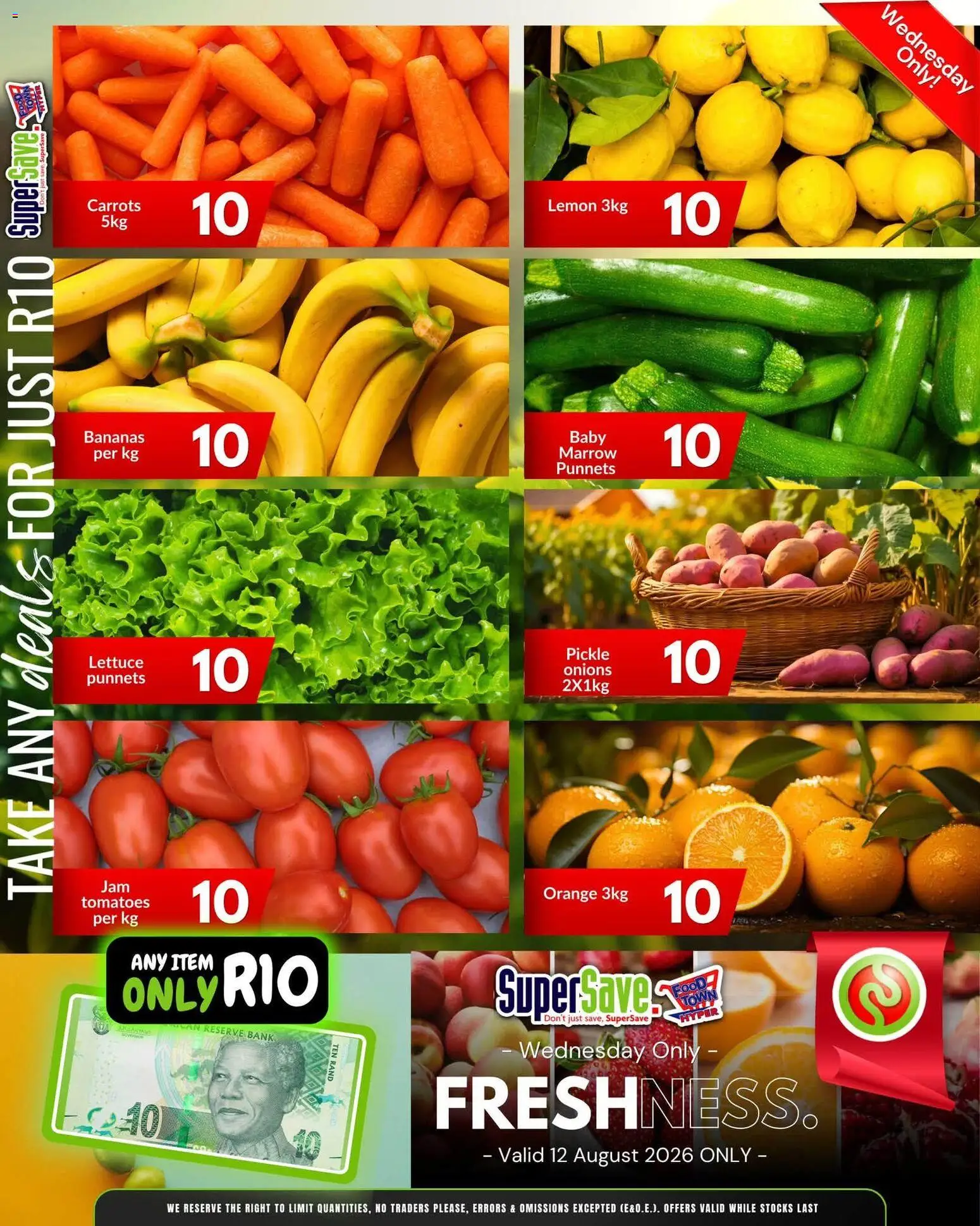 New Super Save catalogue – valid from 12/08/2026 | Page: 1 | Products: Tomatoes, Bananas, Lemon, Lettuce