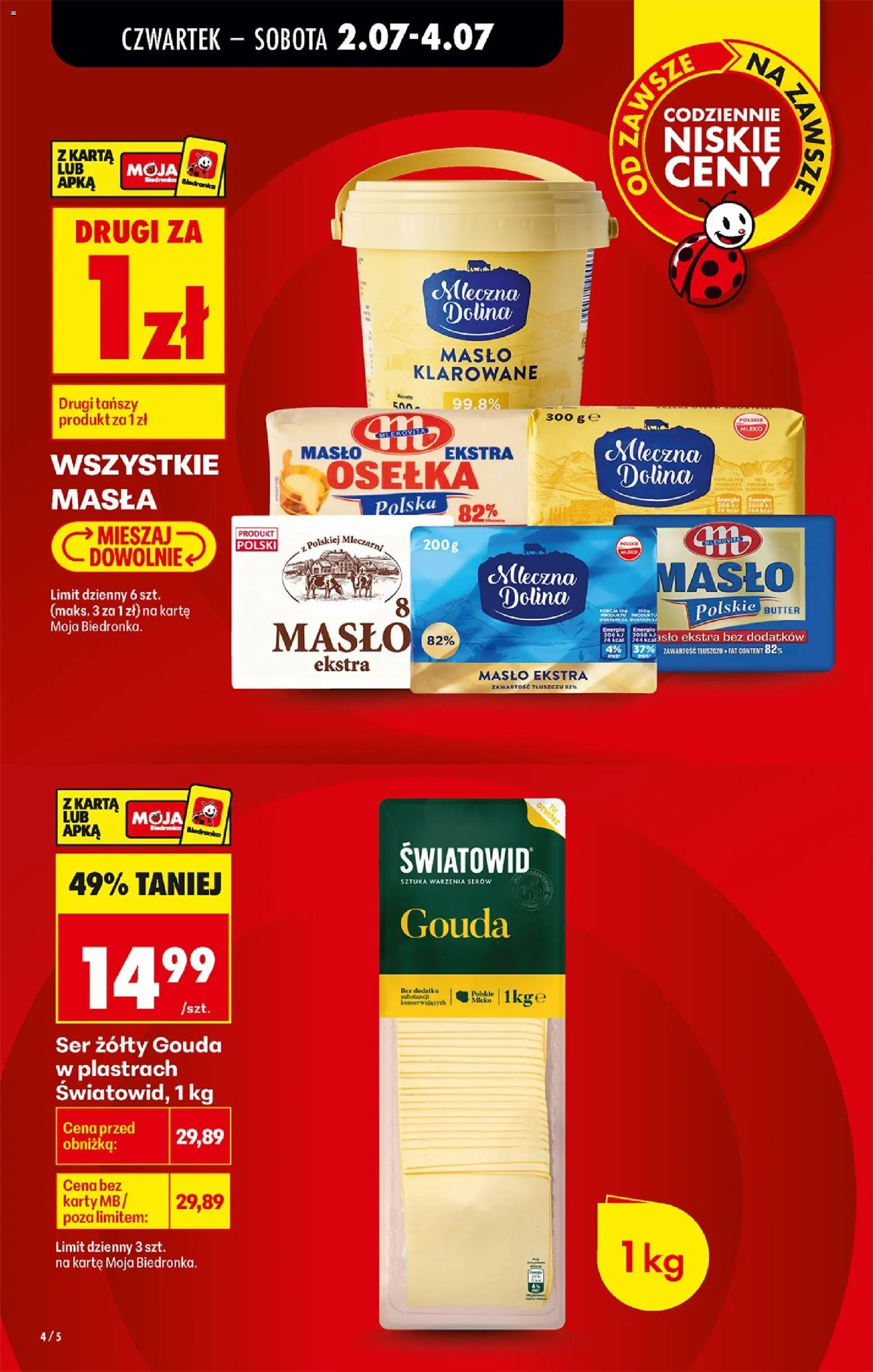 Biedronka gazetka od czwartku od 02.07.2026 | Strona: 4 | Produkty: Osełka, Masło klarowane, Masło, Ser