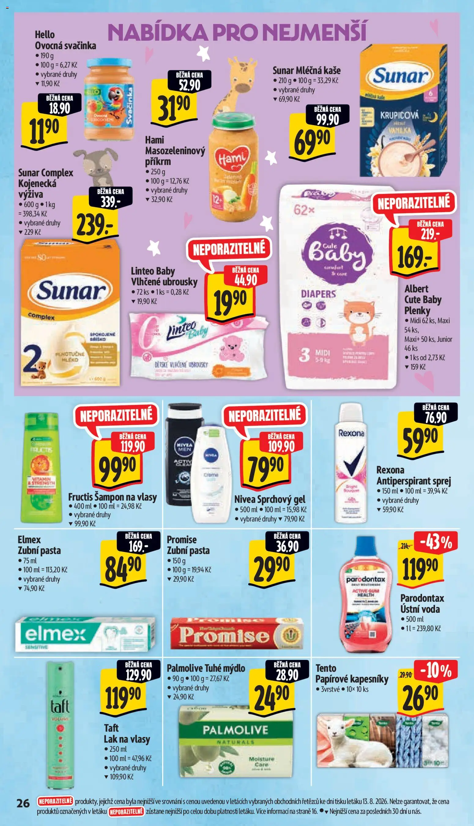 Albert leták - Supermarket od 19.08.2026 | Strana: 38 | Produkty: Lak na vlasy Taft, Mléčná kaše, Rexona, Lak na vlasy