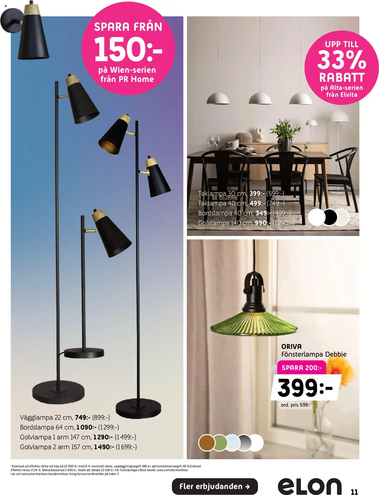 Elon reklamblad aktuell från 21/09/2026 | Sida: 11 | Produkter: Bordslampa, Golvlampa, Taklampa, Vägglampa