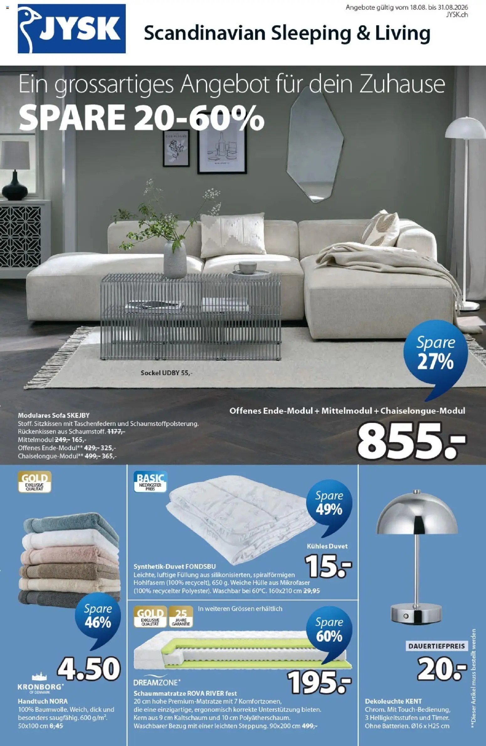 JYSK aktionen – gültig ab 18.08.2026 | Seite: 1 | Produkte: Sofa, Hülle