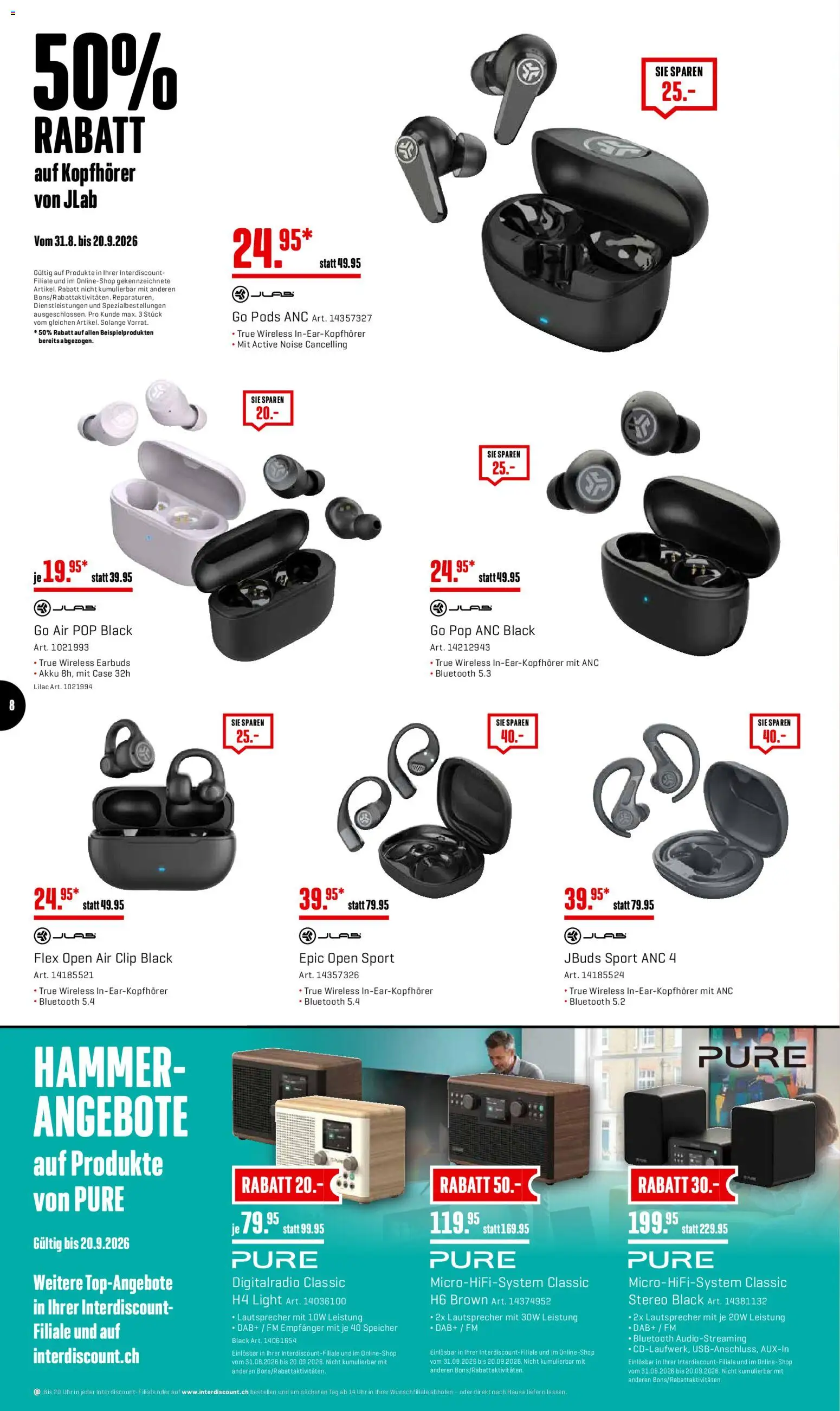 Interdiscount aktionen Angebote – gültig ab 07.09.2026 | Seite: 8 | Produkte: Uhr, Kopfhörer, Lautsprecher