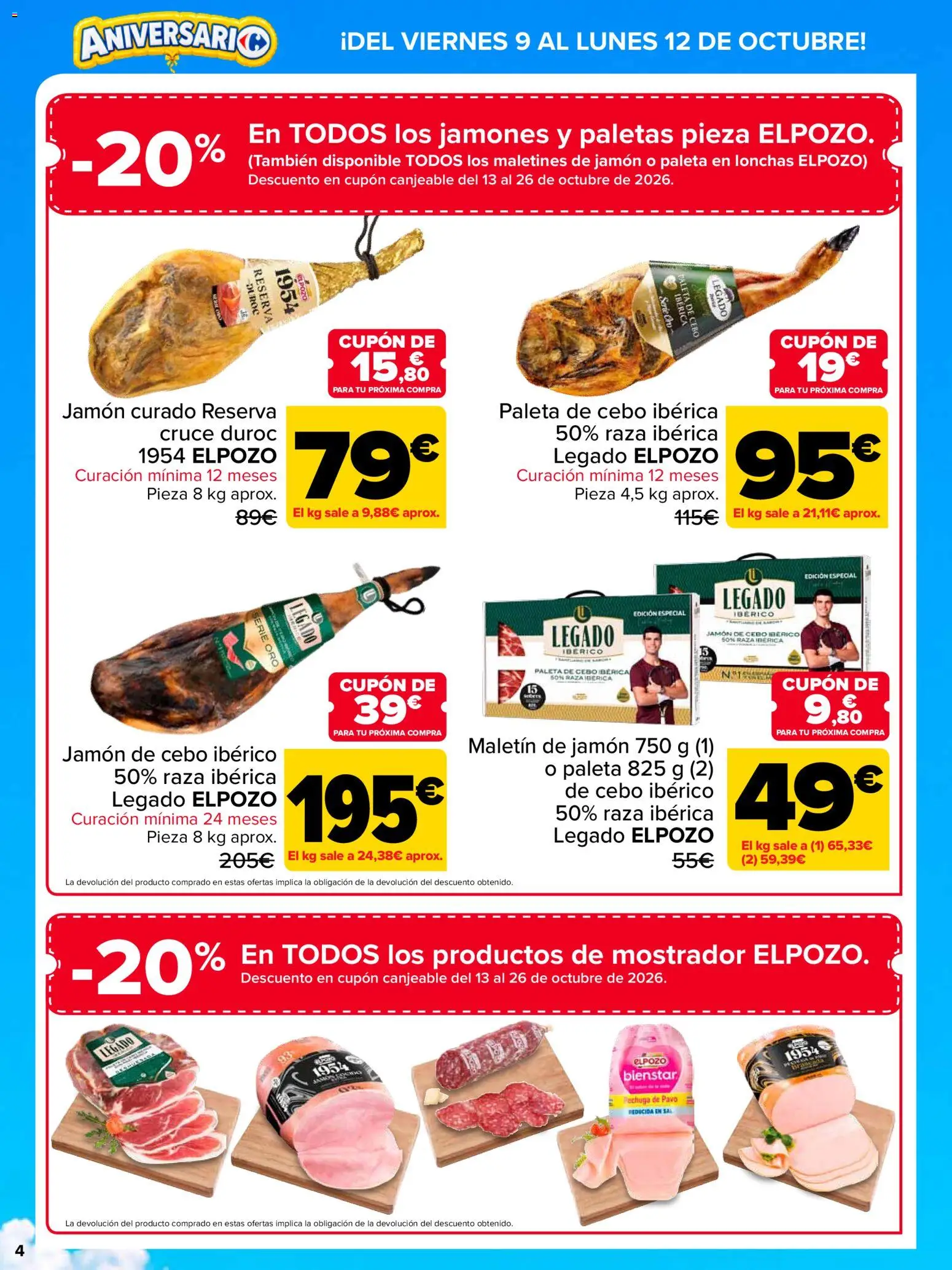 Carrefour Precio Imbatible │ válido desde el 09/10/2026 | Página: 4 | Productos: Jamón curado, Jamón, Sal, Pavo