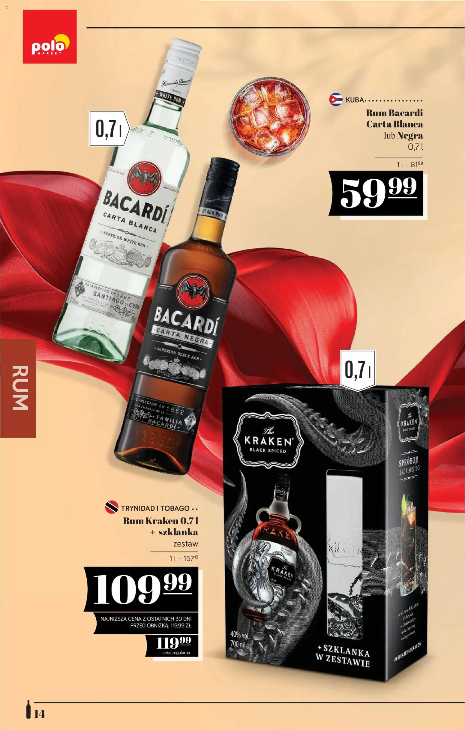 POLOmarket katalog - Alkoholi od 21.05.2026 | Strona: 14 | Produkty: Szklanka, Rum Bacardi, Rum Kraken, Rum