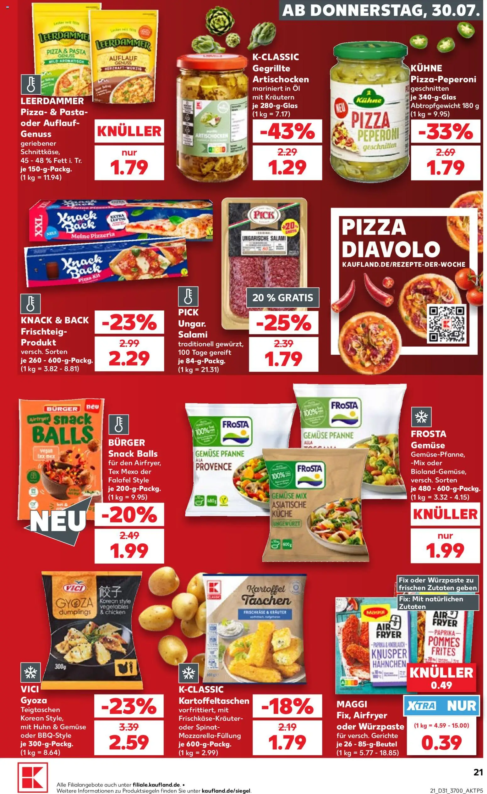 Kaufland Prospekt Rostock – gültig ab 30.07.2026 | Seite: 21 | Produkte: Maggi, Öl, Leerdammer, Pasta