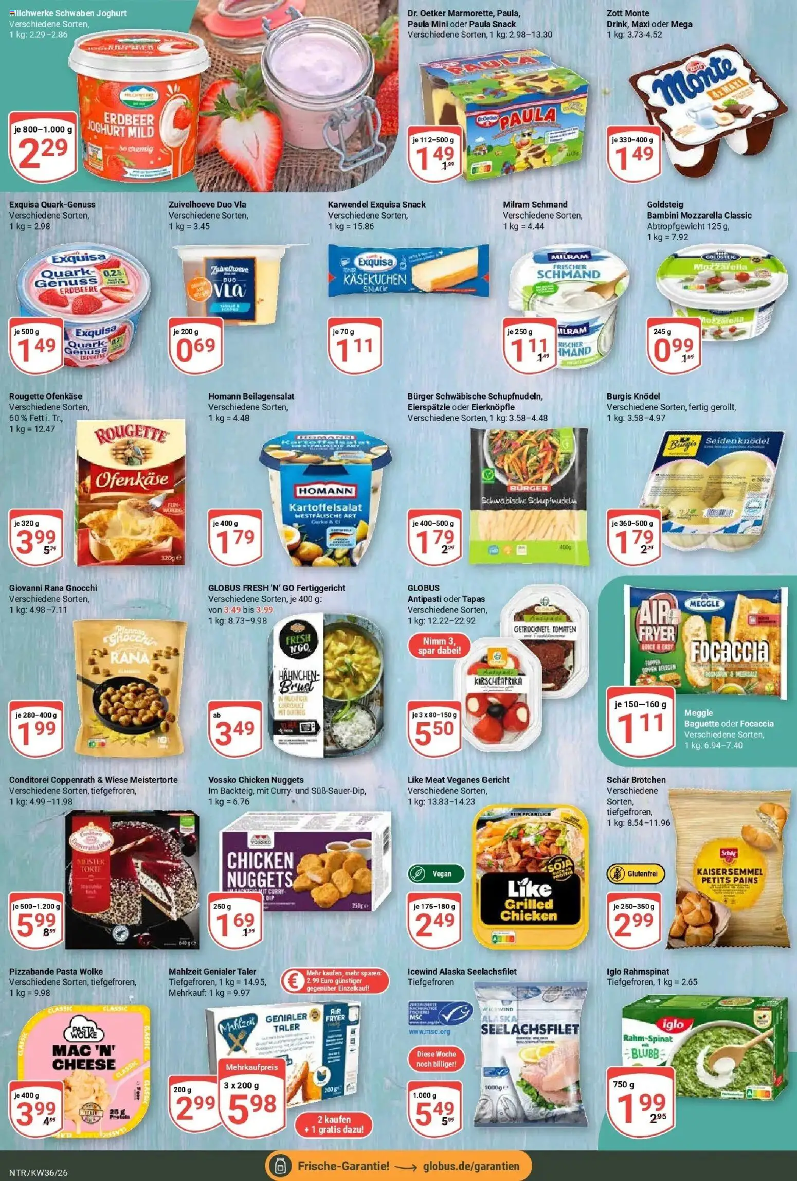 Globus Prospekt Neutraubling (ab 31.08.2026) » Angebote online | Seite: 9 | Produkte: Quark, Joghurt, Tomaten, Rougette ofenkase