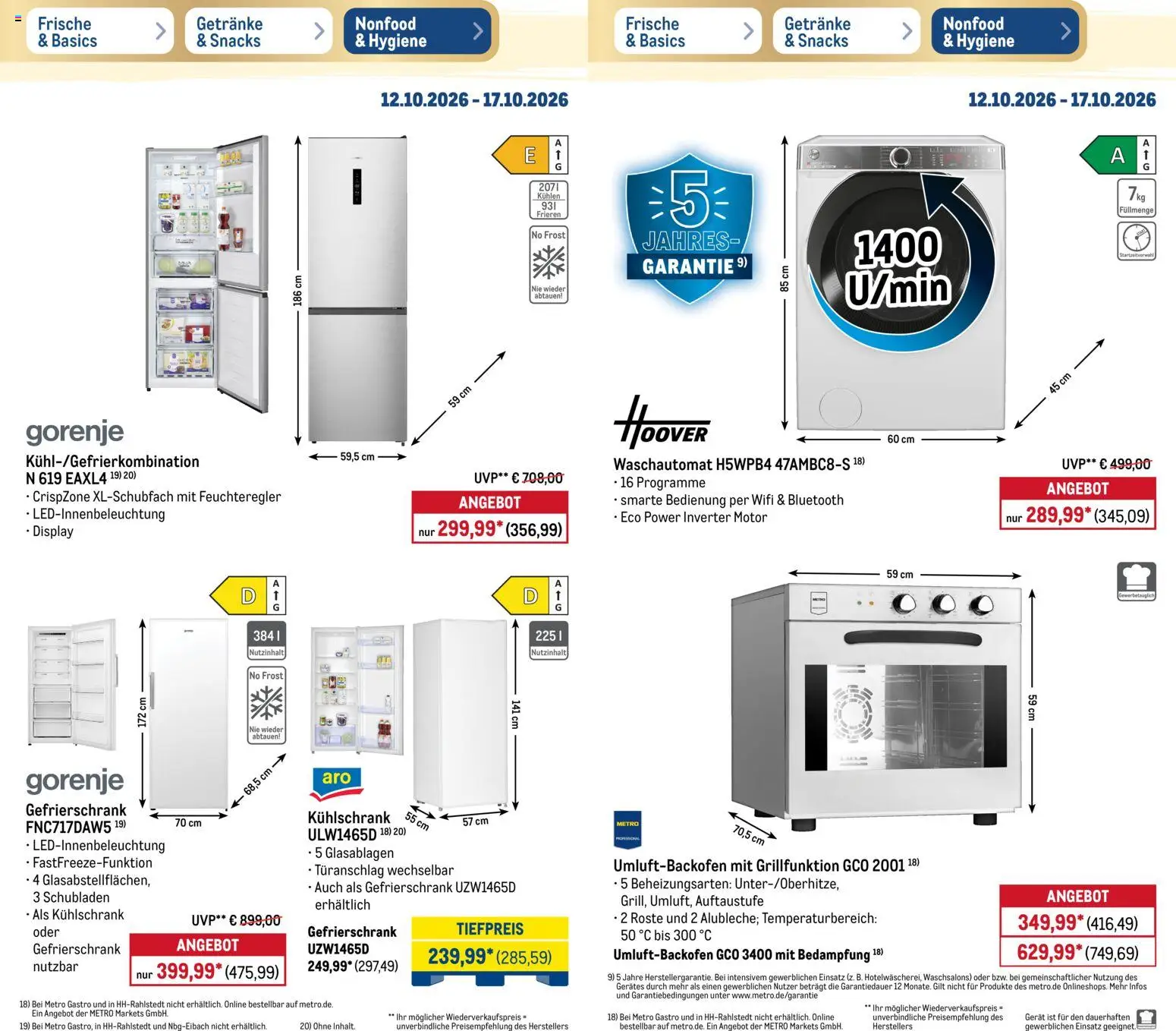 Metro Prospekt – gültig ab 12.10.2026 | Seite: 23 | Produkte: Gorenje, Gefrierschrank, Kühlschrank