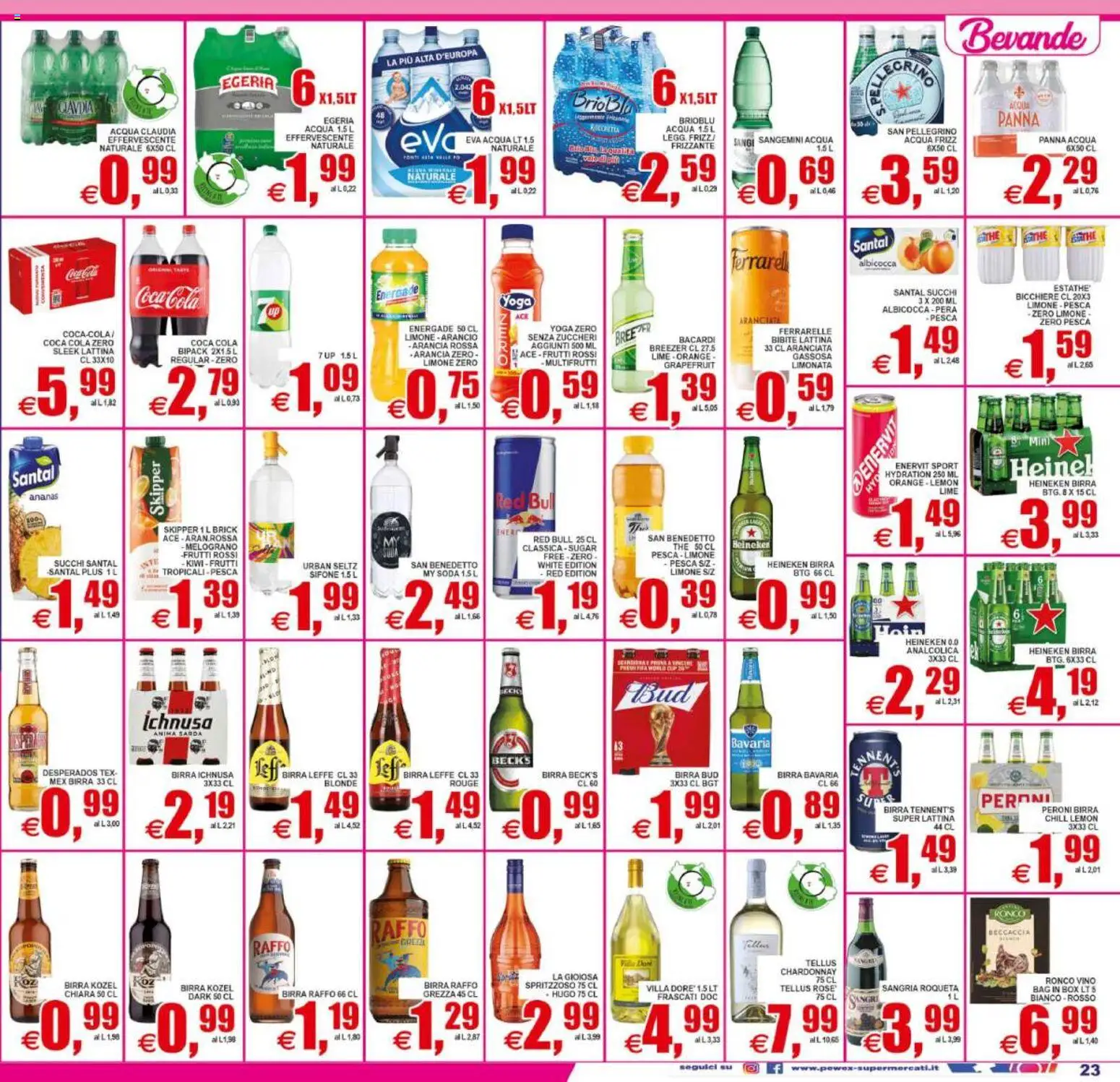 Volantino Pewex del 01/07/2026 | Pagina: 23 | Prodotti: Kiwi, Vino, Pesca, Arancia