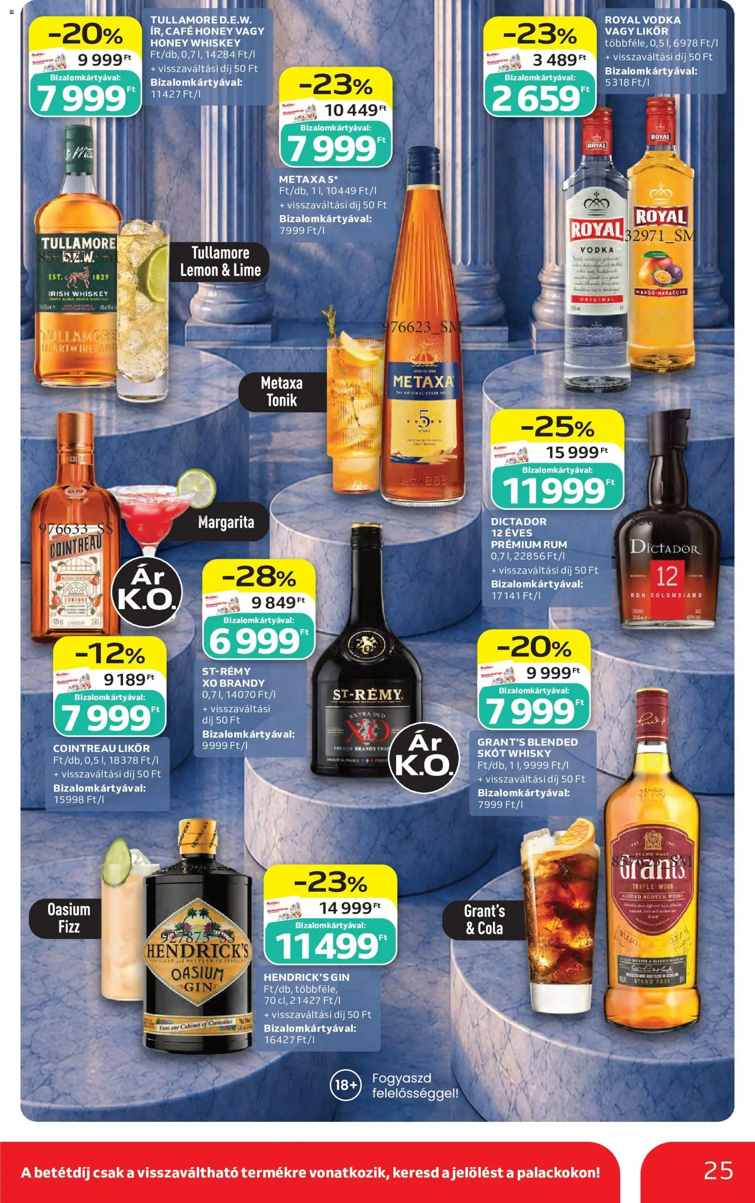 Auchan akciós ujság - amely érvényes a következő dátumtól: 2026.08.27. | Oldal: 25 | Termékek: Metaxa, Tonik, Rum, Gin