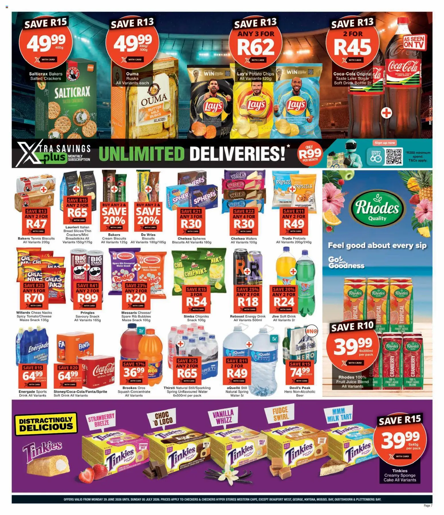 New Checkers catalogue – valid from 29/06/2026 | Page: 7 | Products: Squash, Butter, Water, Sugar