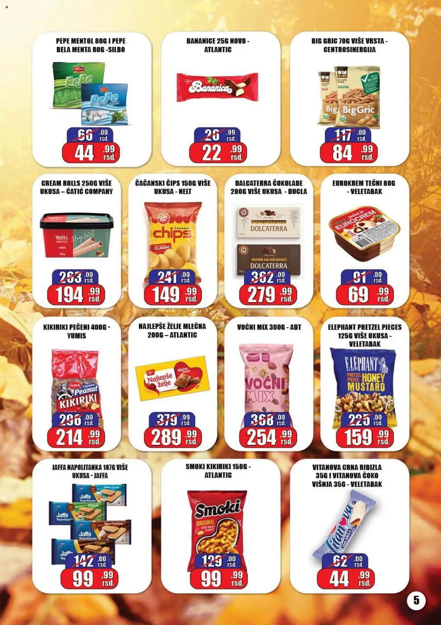 Gala MARKET katalog - važi od 05.10.2026 | Strana: 5 | Proizvode: Čips, Smoki, Višnja, Kikiriki