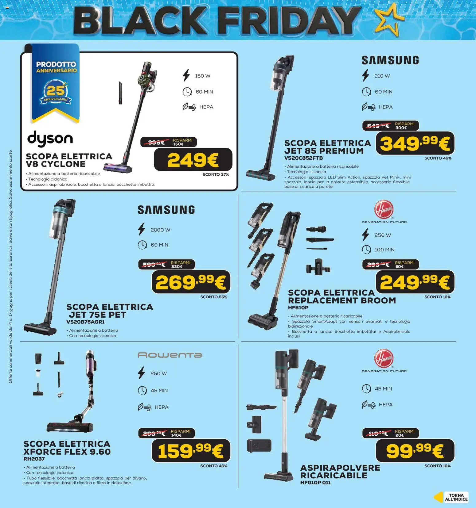 Volantino Euronics del 04.06.2026 | Pagina: 31 | Prodotti: Spazzola, Scopa elettrica, Aspirapolvere, Samsung