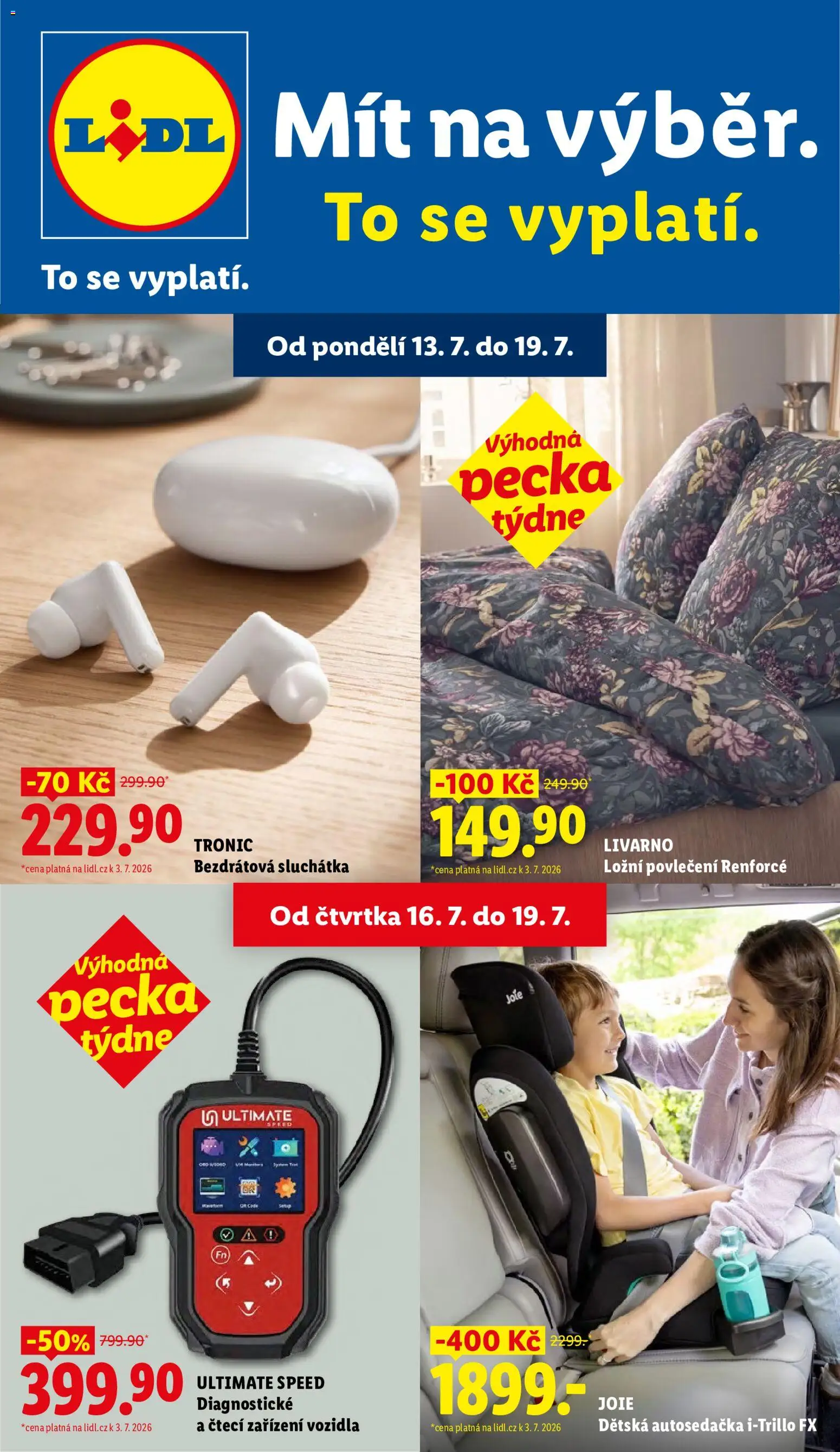 Lidl leták - Spotřební zboží od 13.07.2026 | Strana: 1 | Produkty: Sluchátka, Povlečení, Ultimate Speed, Bezdrátová sluchátka
