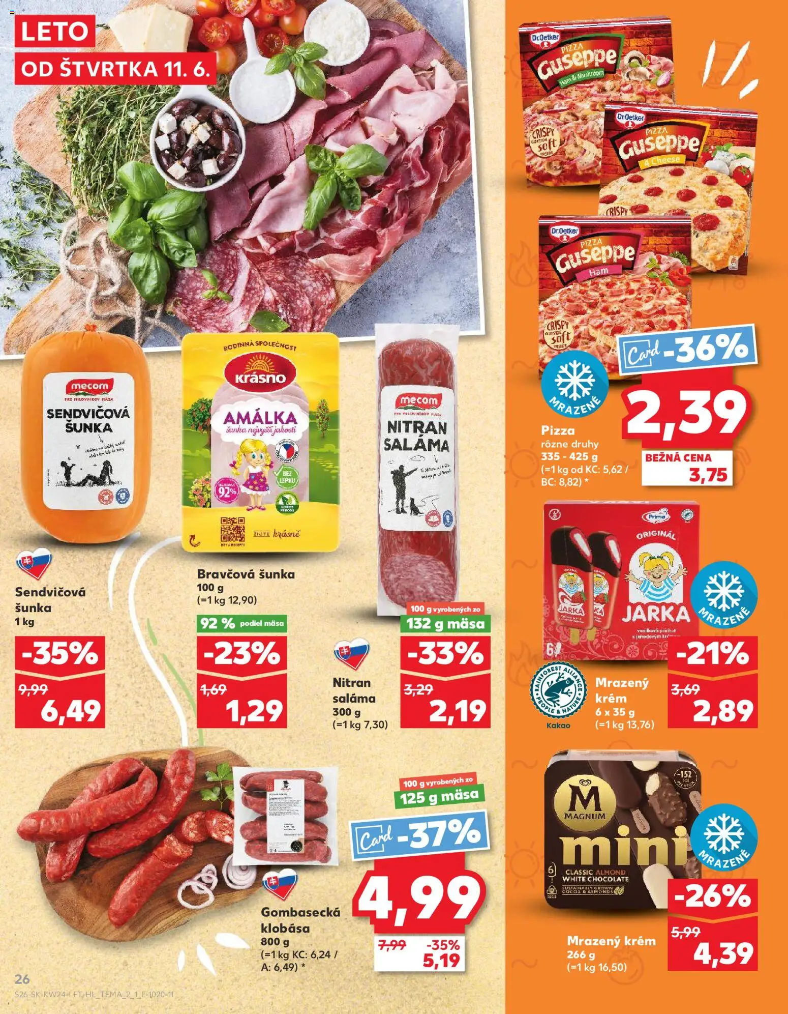 Nové Kaufland akcie – leták je platný od 11.06.2026 | Strana: 26 | Produkty: Saláma, Magnum, Krém, Kakao