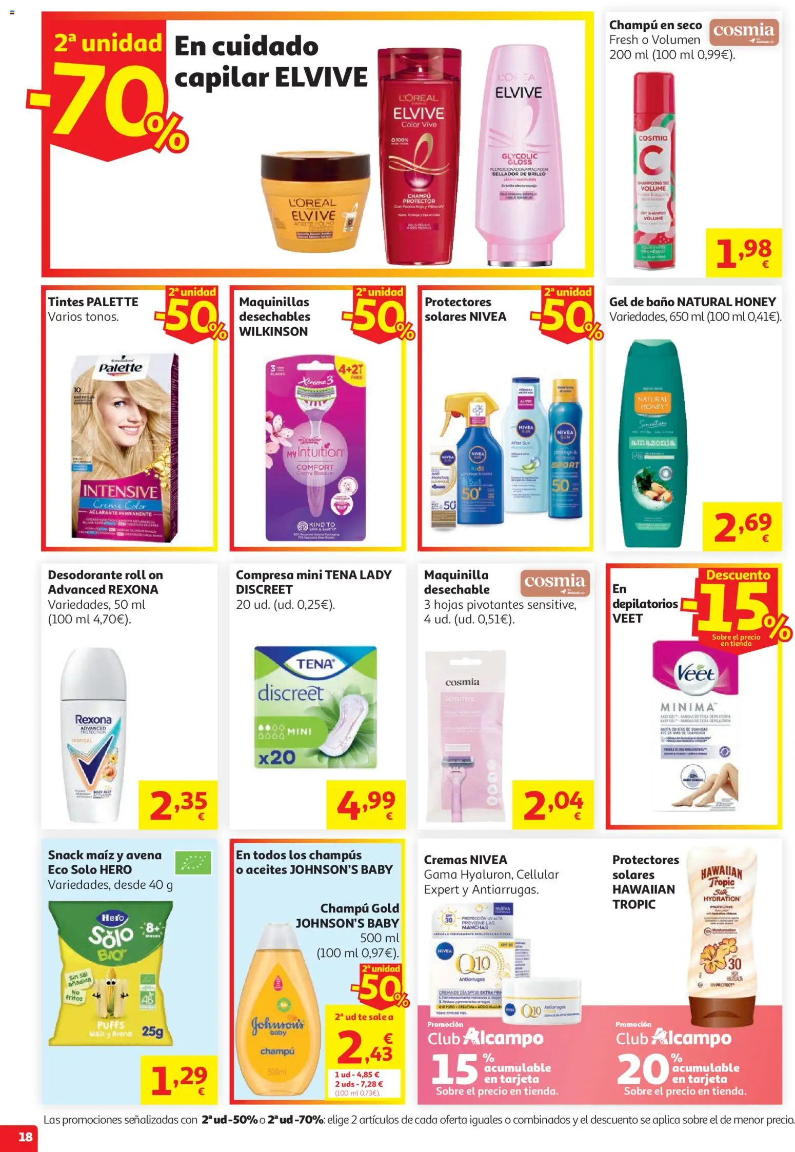 Alcampo HG Nacional No Litoral │ válido desde el 15/07/2026 | Página: 18 | Productos: Champú, Desodorante, Aceite, Crema