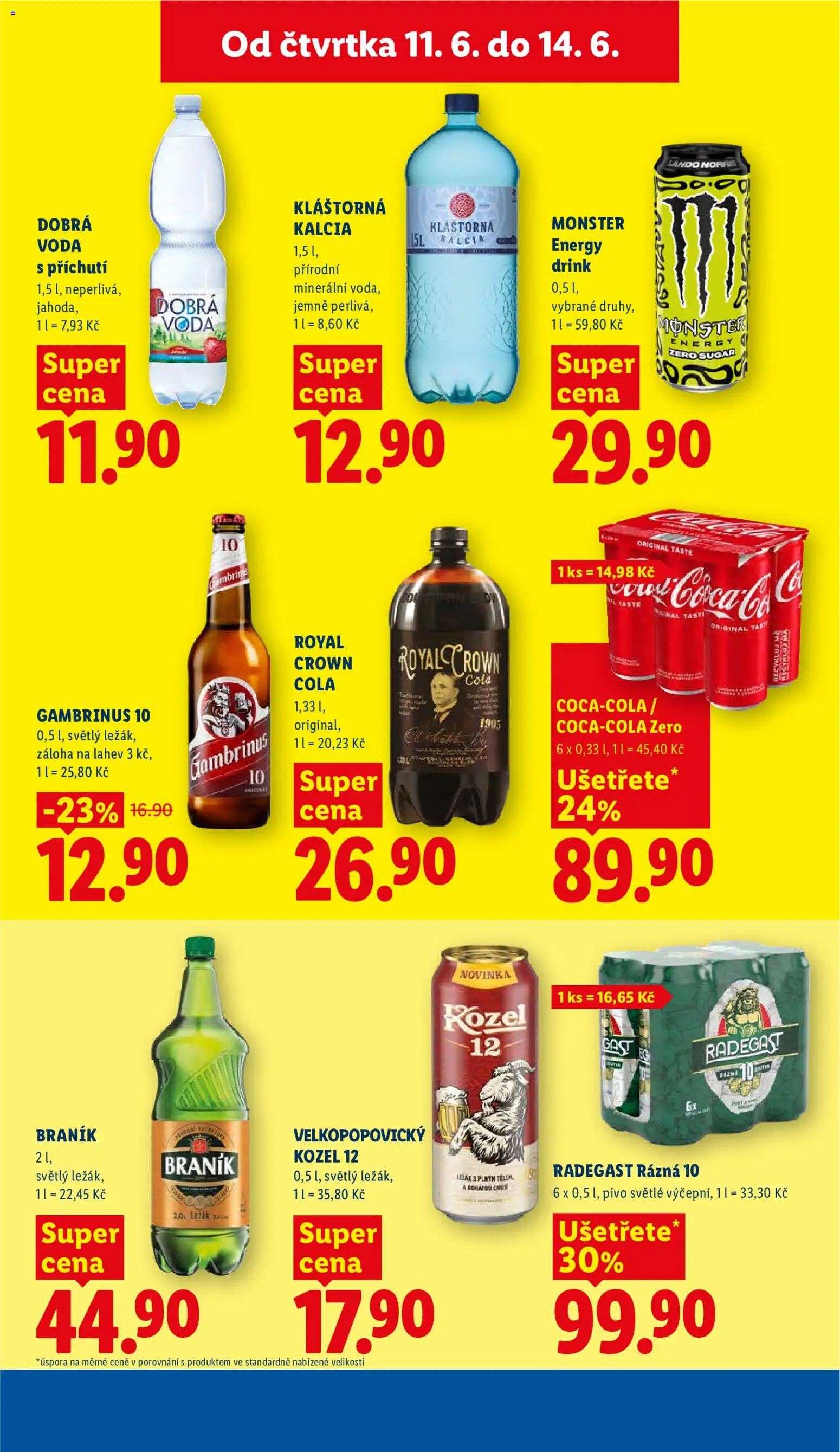 Lidl leták od 11.06.2026 | Strana: 27 | Produkty: Dobrá voda, Monster Energy, Radegast Rázna 10, Kláštorná kalcia