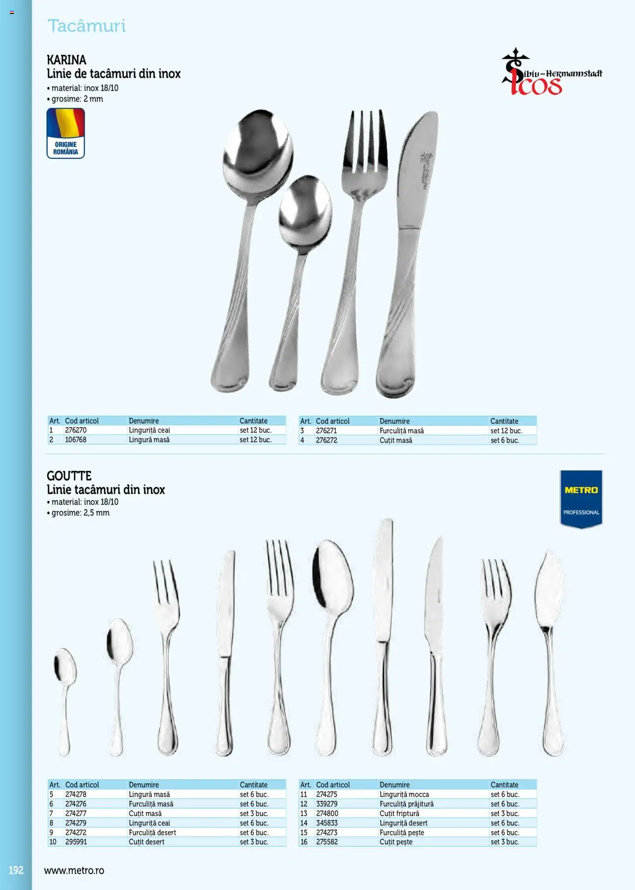 Noul catalog Metro – valabil de la 17.09.2025 | Pagină: 192 | Produse: Masă, Cuțit, Pește, Desert