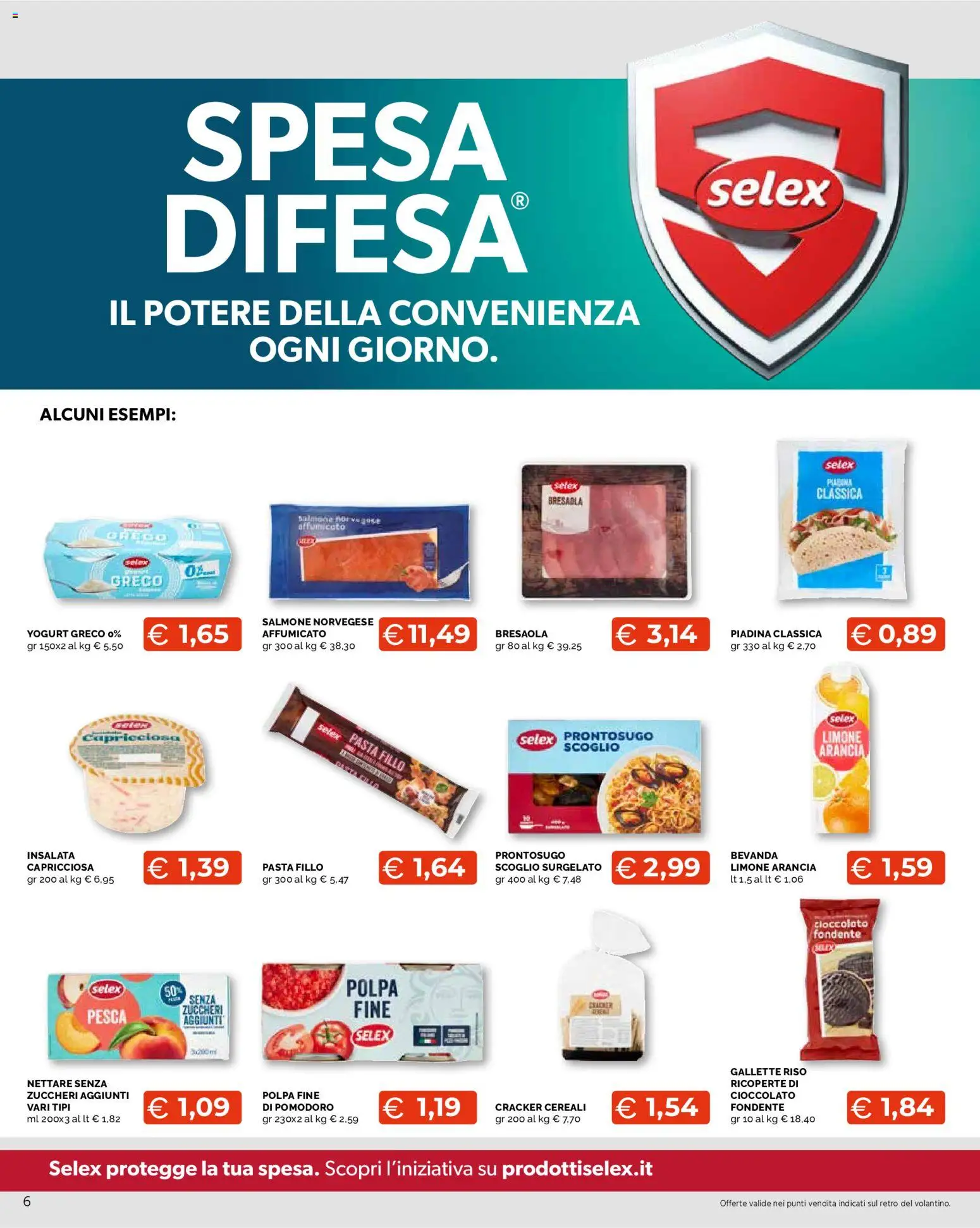Volantino Mercatò del 03/08/2026 | Pagina: 6 | Prodotti: Salmone, Pasta, Piadina, Arancia
