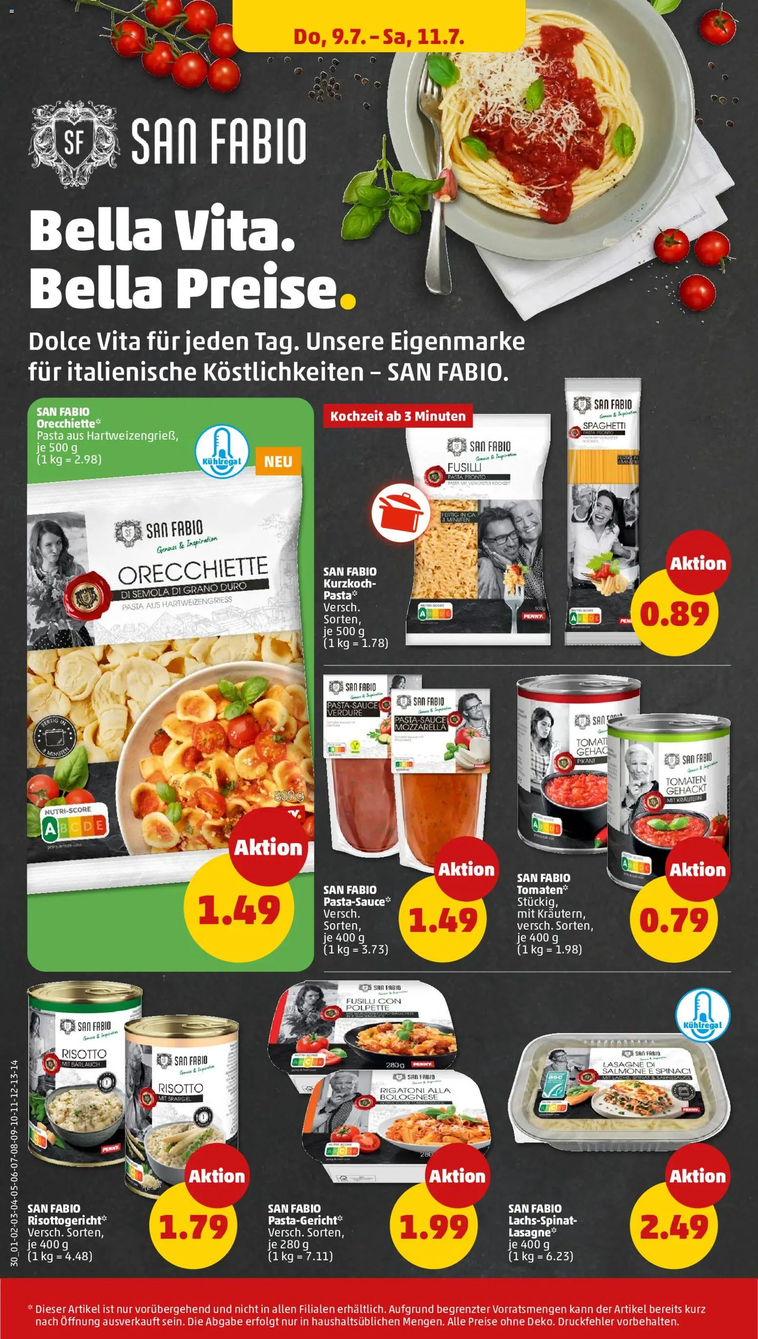 Penny Prospekt – gültig ab 06.07.2026 | Seite: 38 | Produkte: Mozzarella, Tomaten, Gemüse, Pasta