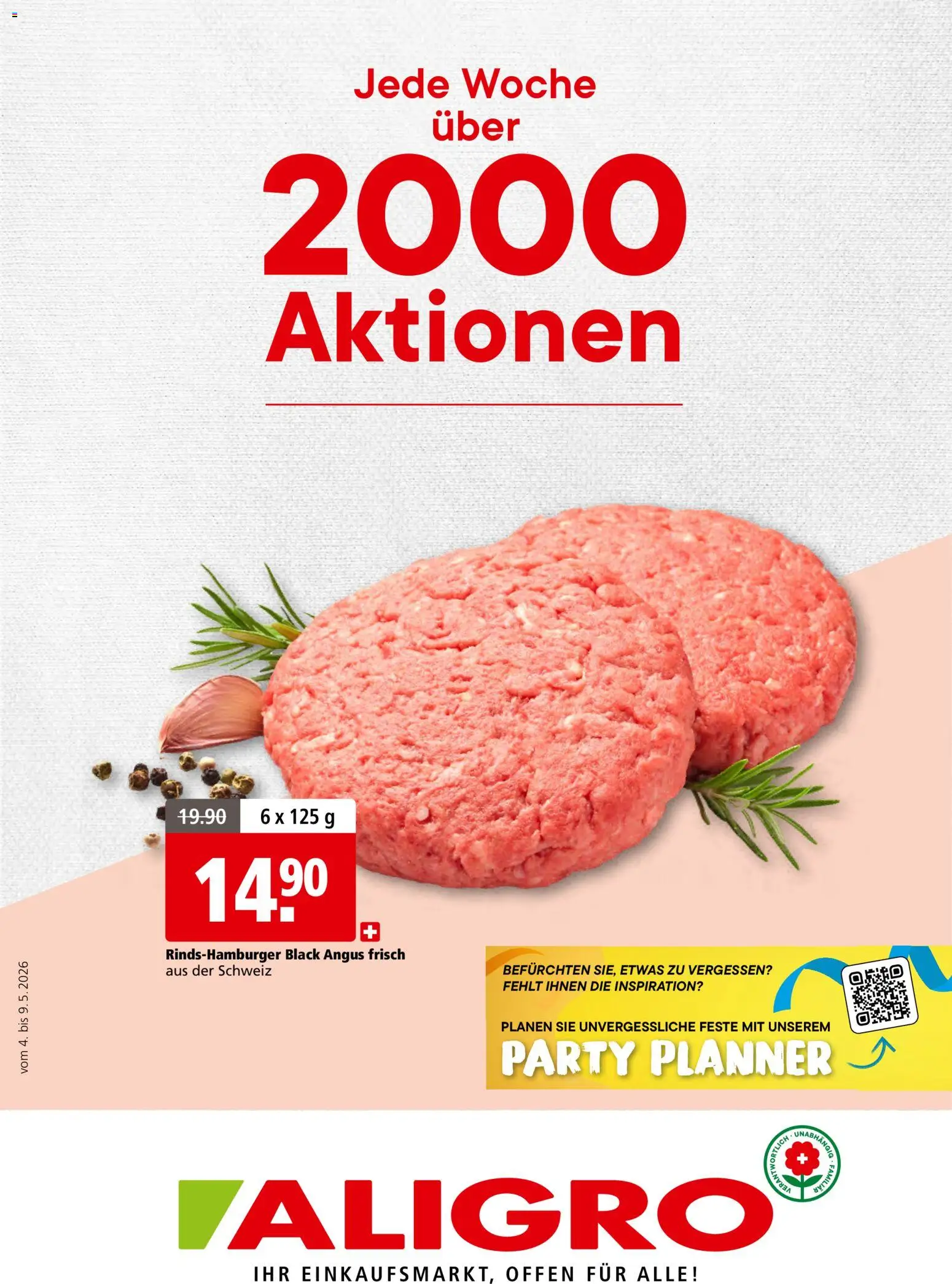Aligro aktionen 2000 Schlieren, Gossau SG, Frauenfeld, Rapperswil-Jona, Sargans, Bern – gültig ab 04.05.2026 | Seite: 1