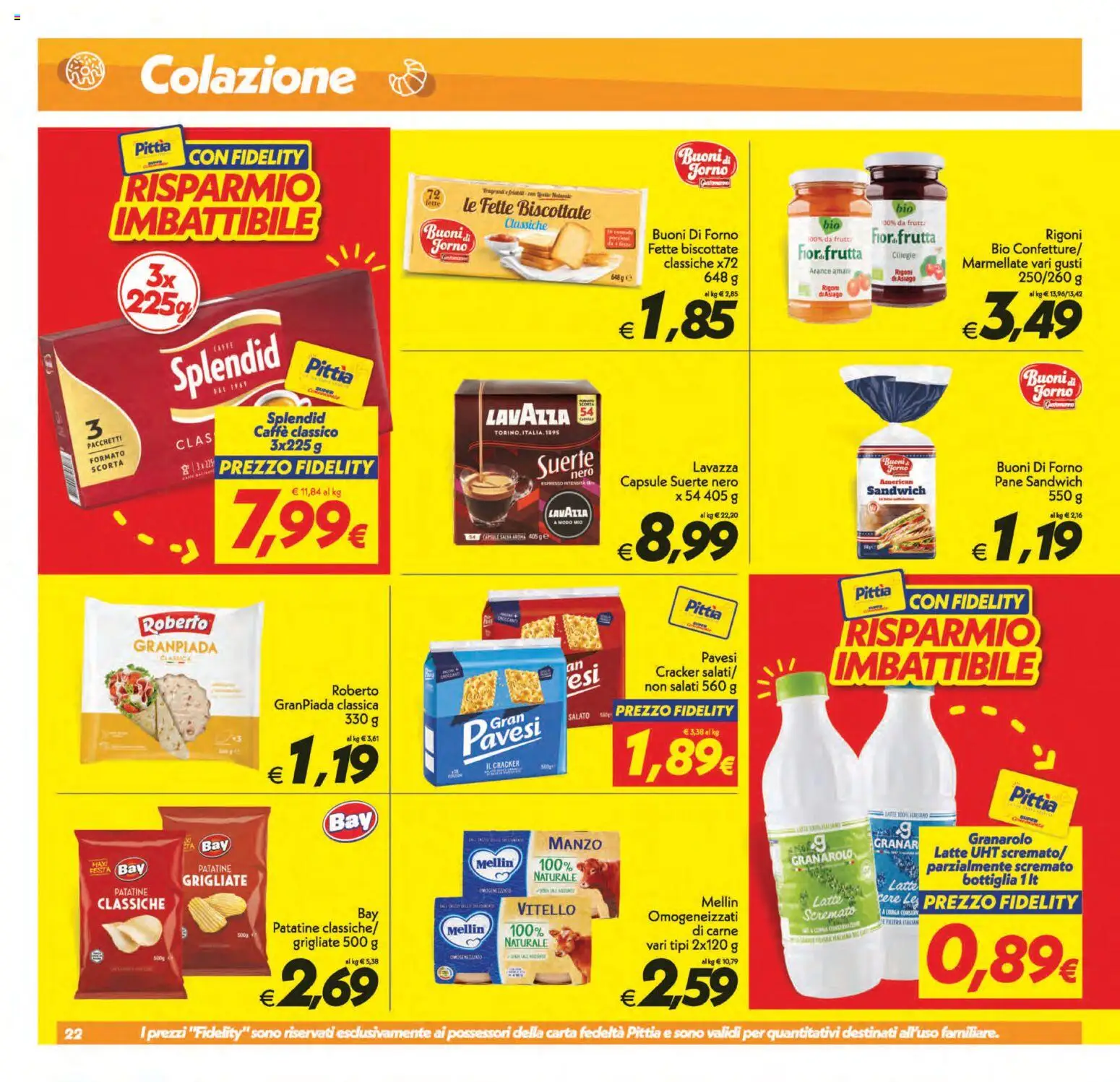 Volantino SuperConveniente del 31/07/2026 | Pagina: 22 | Prodotti: Caffè, Patatine, Vitello, Fette biscottate