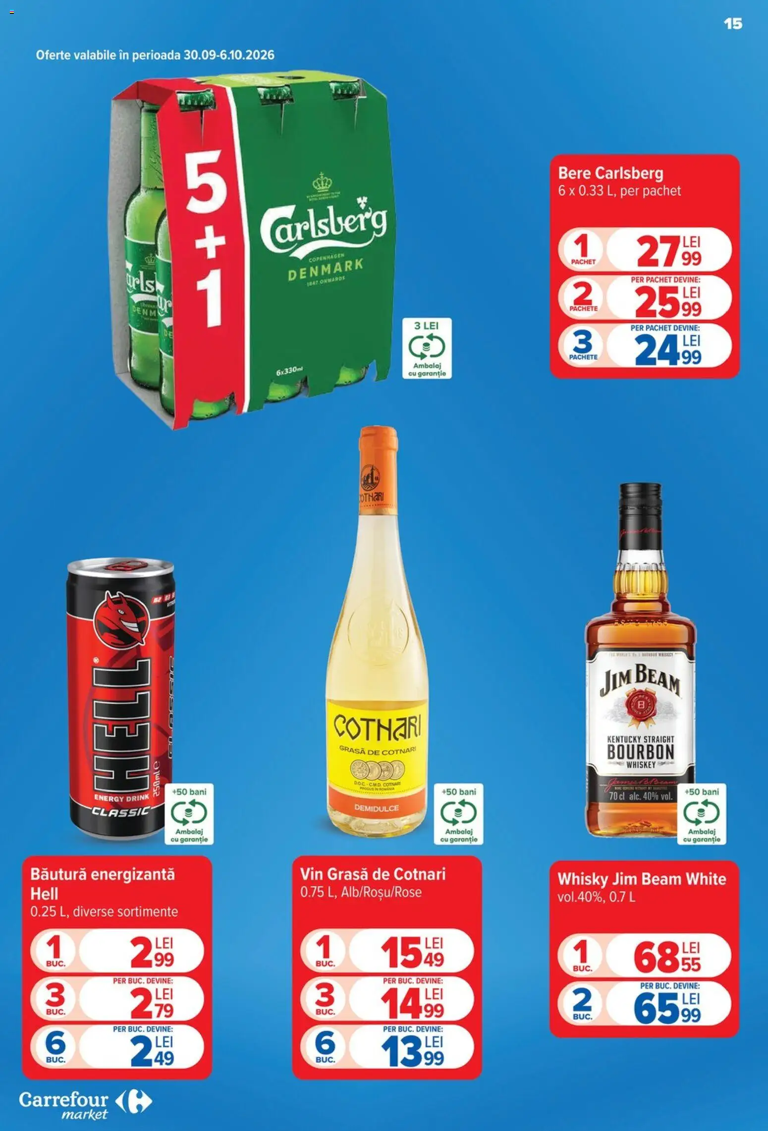 Noul catalog Carrefour – valabil de la 30.09.2026 | Pagină: 15 | Produse: Vin, Bere, Bourbon, Whiskey