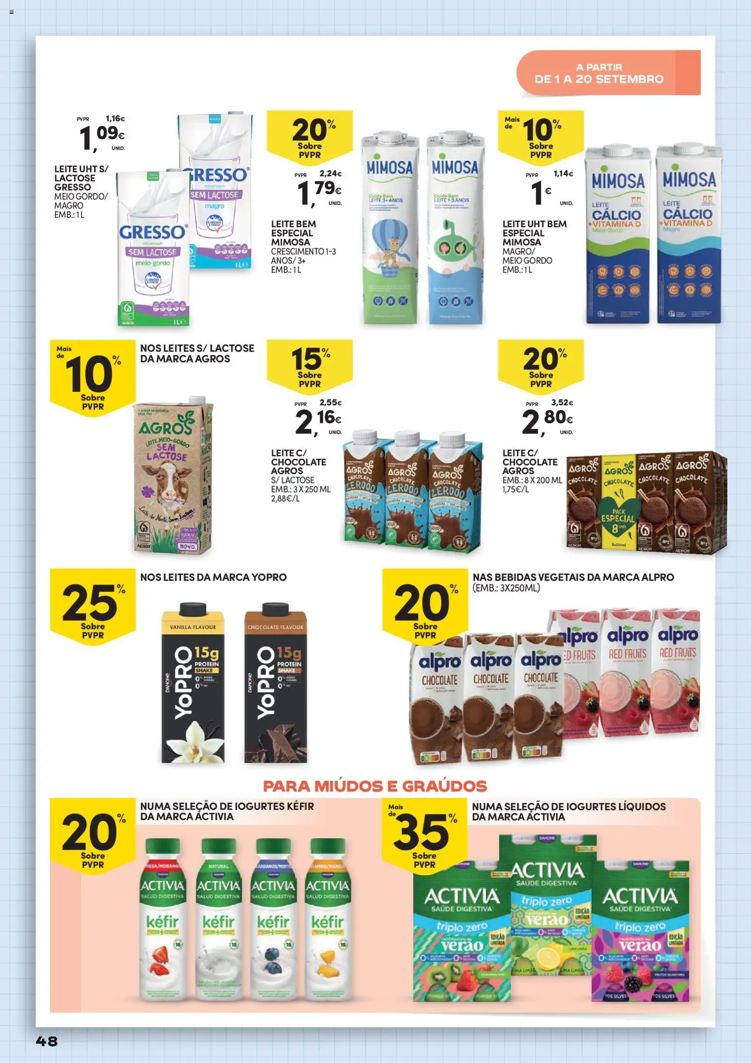 Continente Regresso às Aulas Na escola de toda a gente │ válido de 11/08/2026 | Página: 48 | Produtos: Iogurtes, Kefir, Lima, Bebidas vegetais