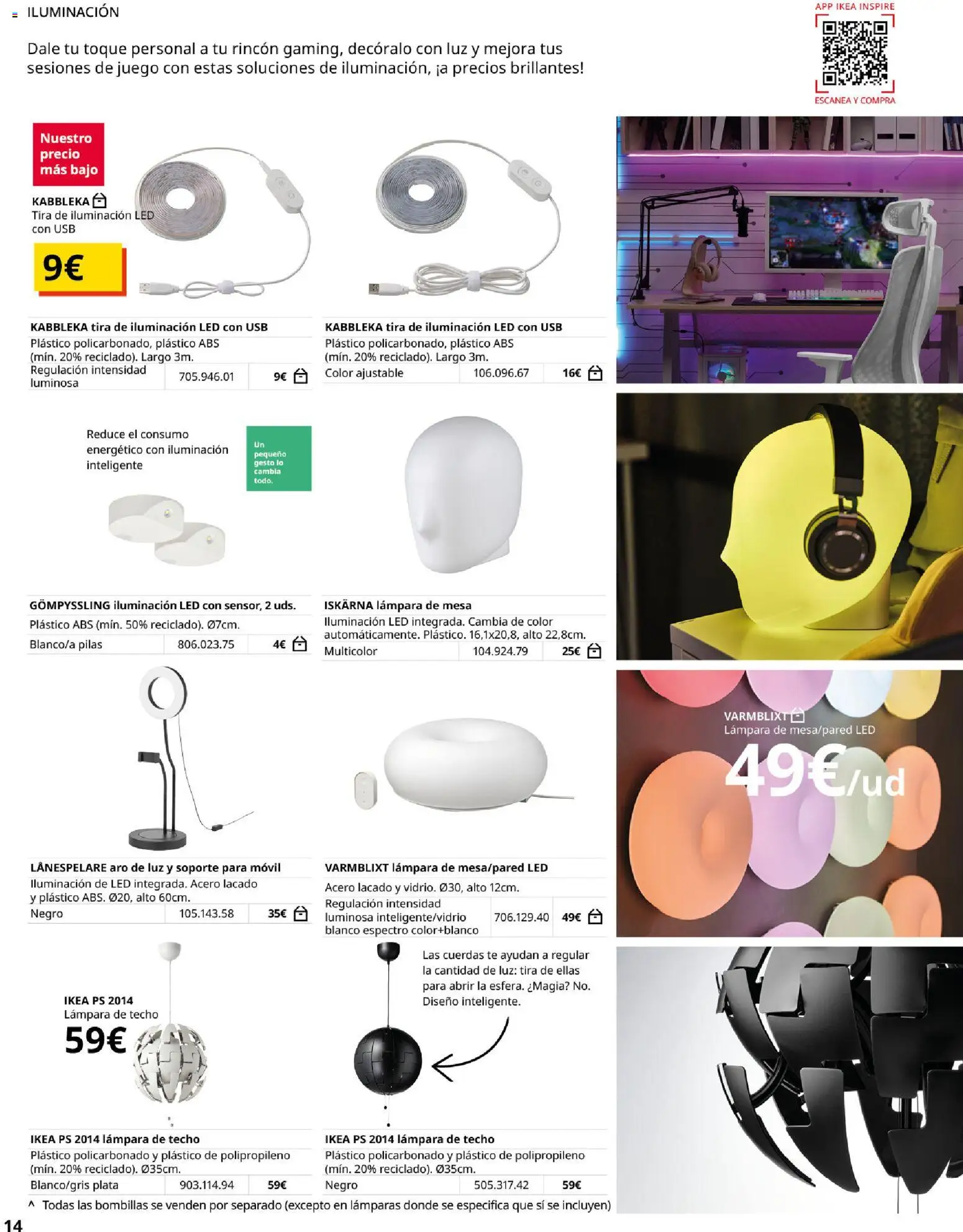 IKEA - Gaming │ válido desde el 01/10/2026 | Página: 14 | Productos: Lámpara de techo, Móvil, Iluminación, Mesa
