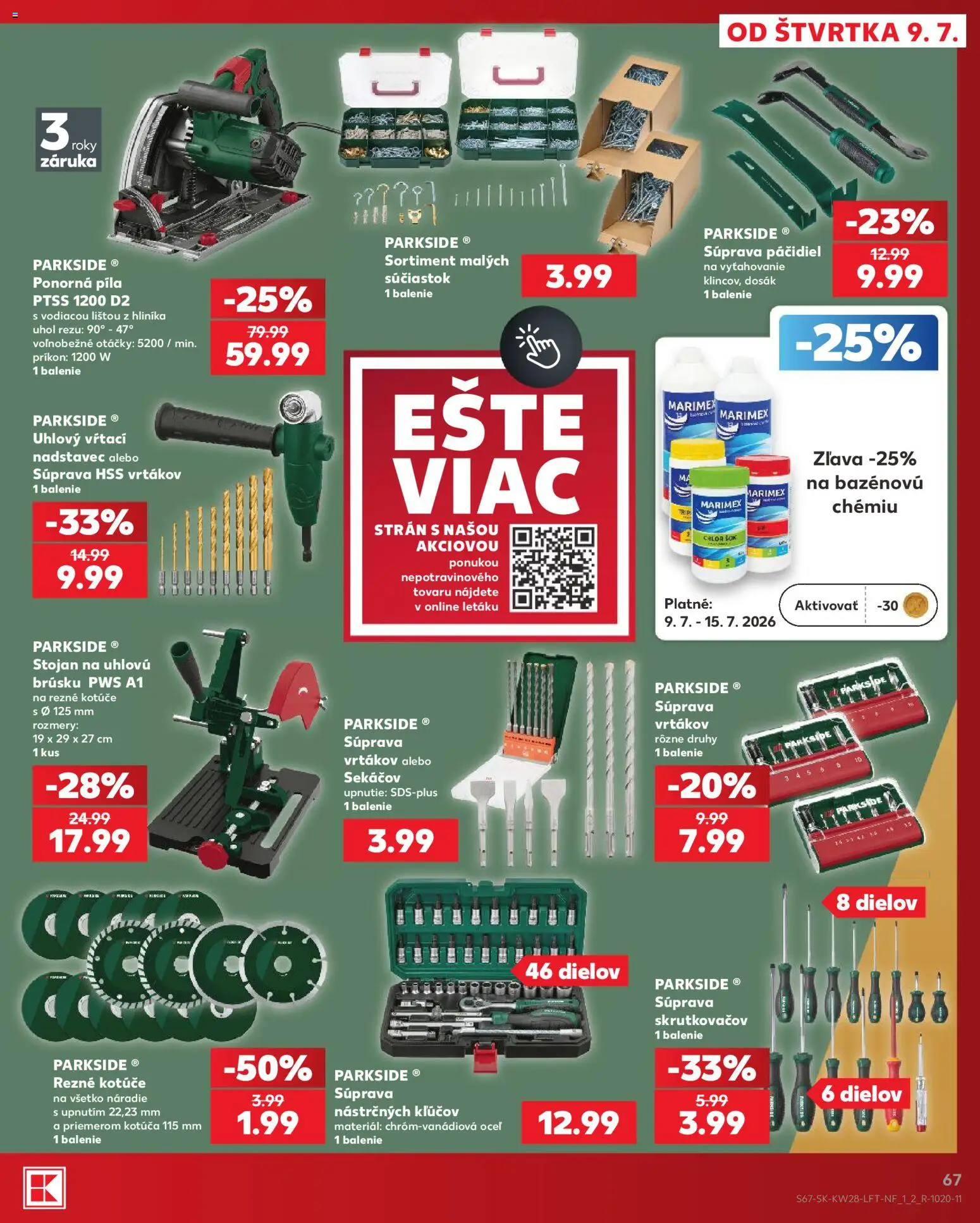 Nové Kaufland akcie – leták je platný od 09.07.2026 | Strana: 67 | Produkty: Píla, Náradie, Parkside