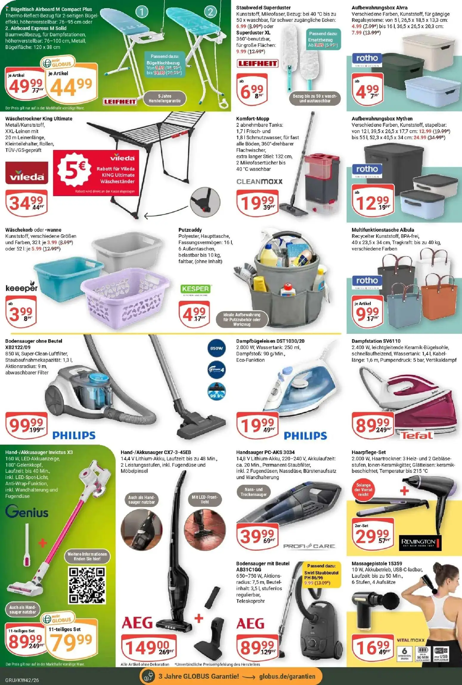 Globus Prospekt Grünstadt (ab 12.10.2026) » Angebote online | Seite: 26 | Produkte: Kabel, Philips, Glätteisen, Waschestander