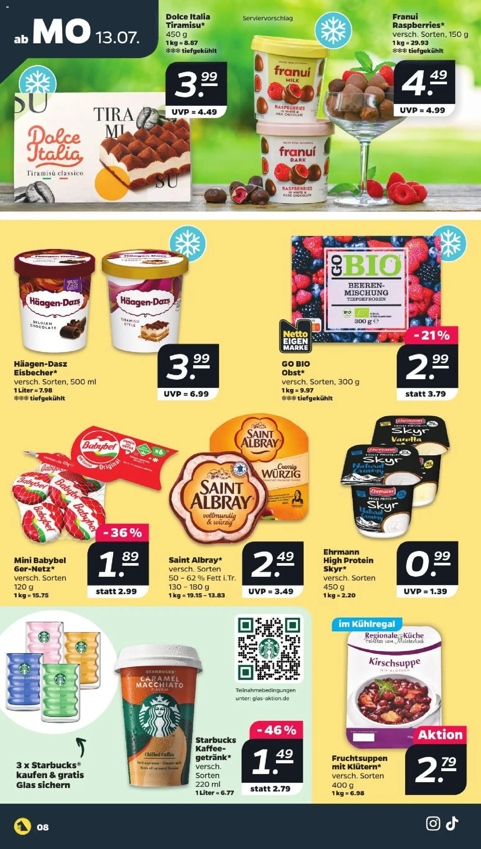 Netto Prospekt – gültig ab 13.07.2026 | Seite: 8 | Produkte: Kaffee, Küche, Skyr, Babybel