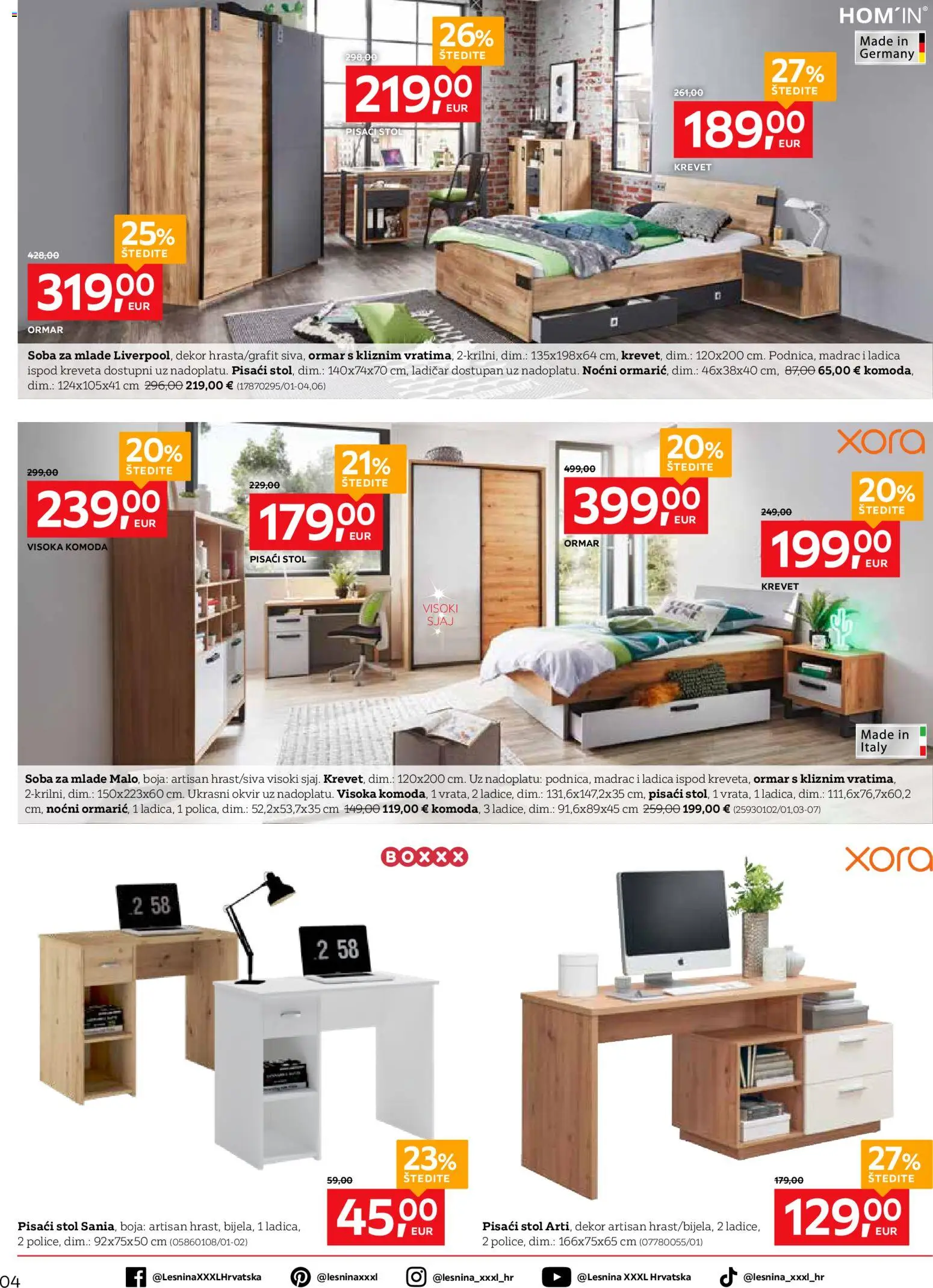 Lesnina katalog | vrijedi od 01.06.2026 | Stranica: 4 | Proizvodi: Krevet, Ormar, Komoda, Stol