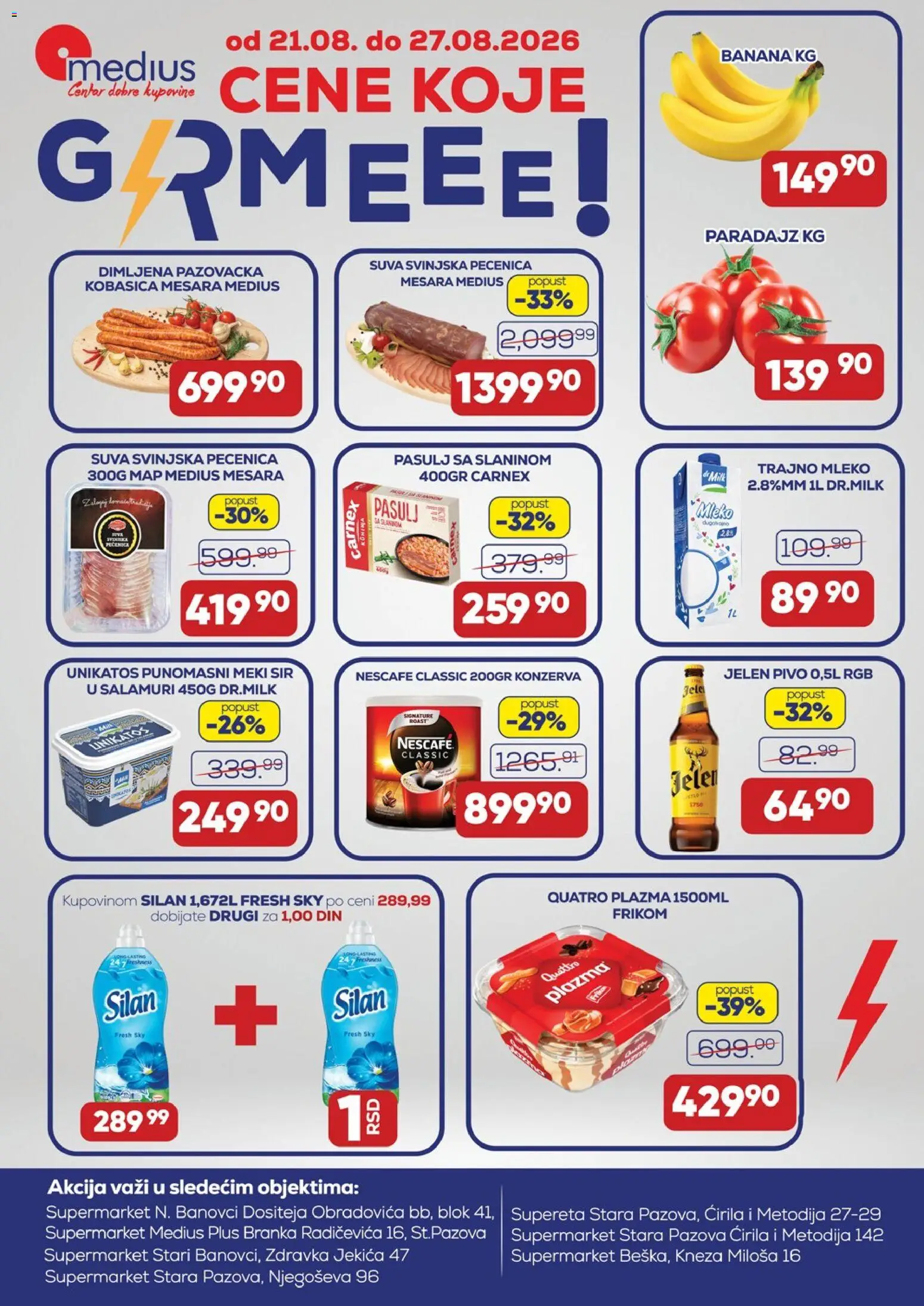 Medius katalog - važi od 21.08.2026 | Strana: 1 | Proizvode: Plazma, Sir, Pivo, Pečenica