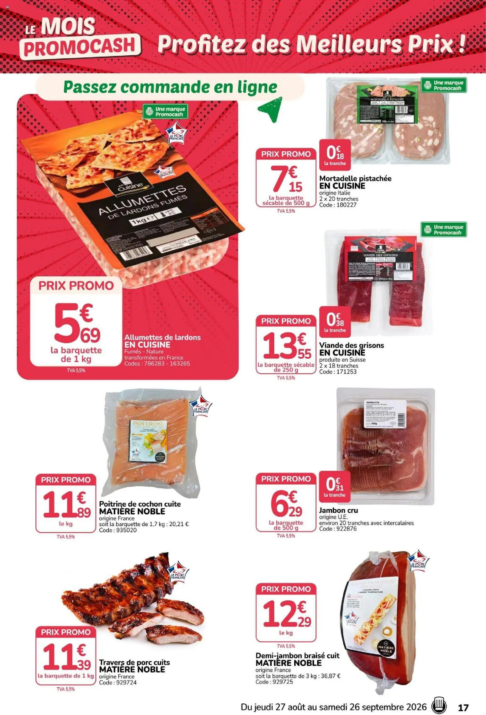 {H1} | Page: 17 | Produits: Lardons, Travers de porc, Jambon, Mortadelle