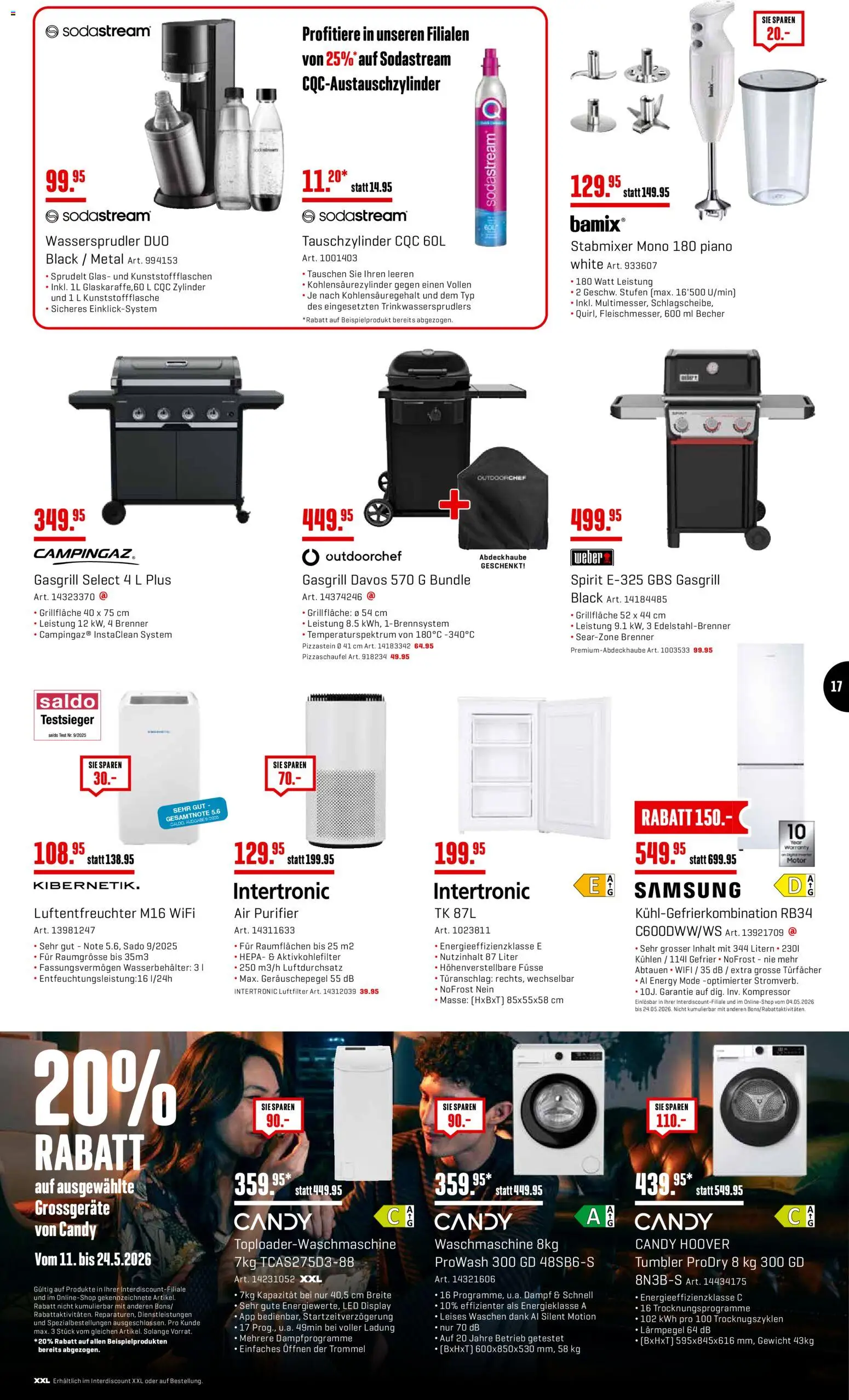 Interdiscount aktionen Wochen Knaller – gültig ab 11.05.2026 | Seite: 17 | Produkte: Kühlgefrierkombination, Stabmixer, Samsung, Waschmaschine