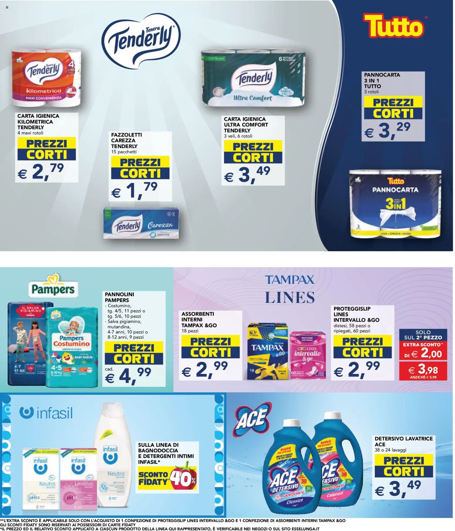 Volantino Esselunga S del 07.05.2026 | Pagina: 24 | Prodotti: Carta igienica, Fazzoletti, Lavatrice, Pampers